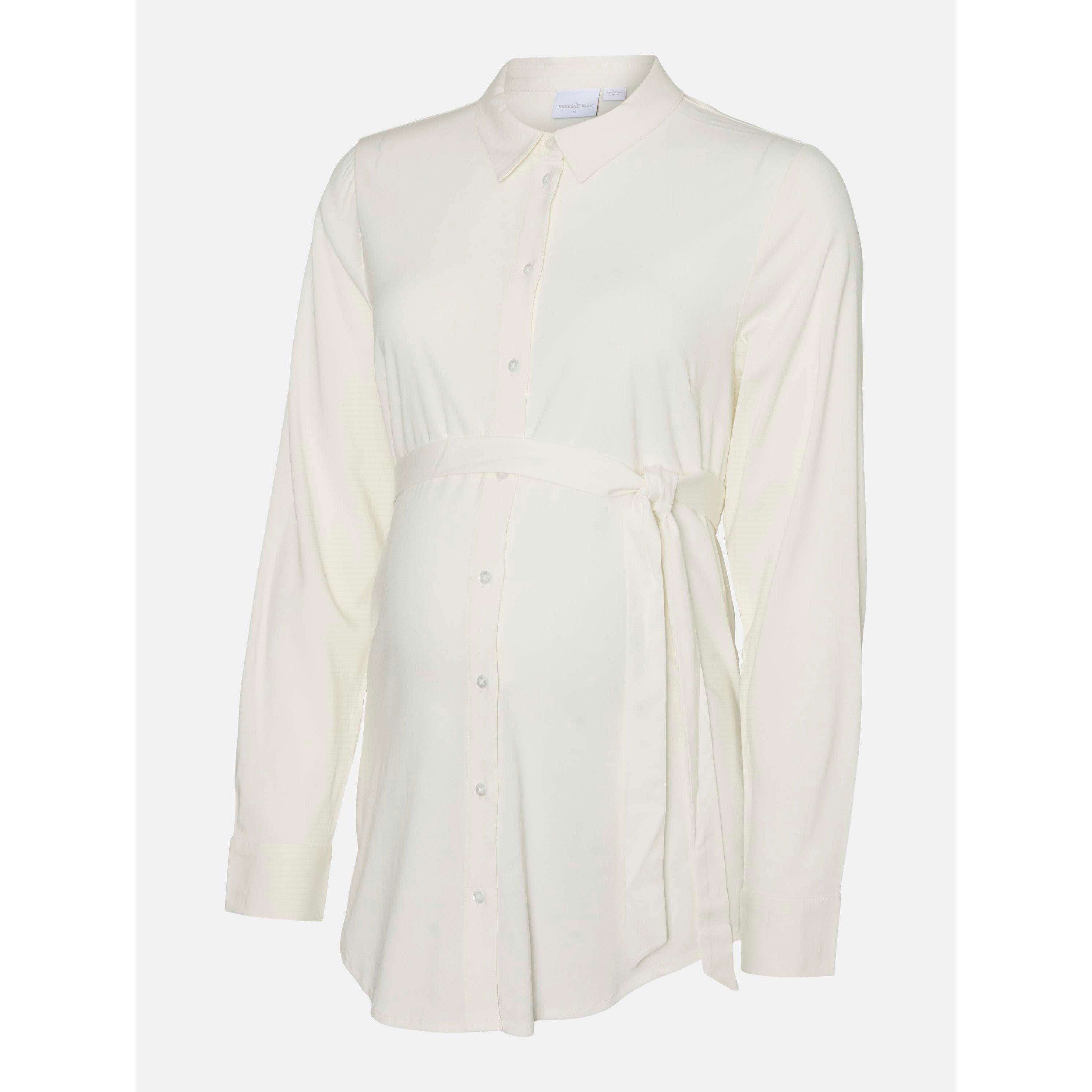 Bright White - Mamalicious - Women's Long-Sleeve Patterned Shirt - 1
