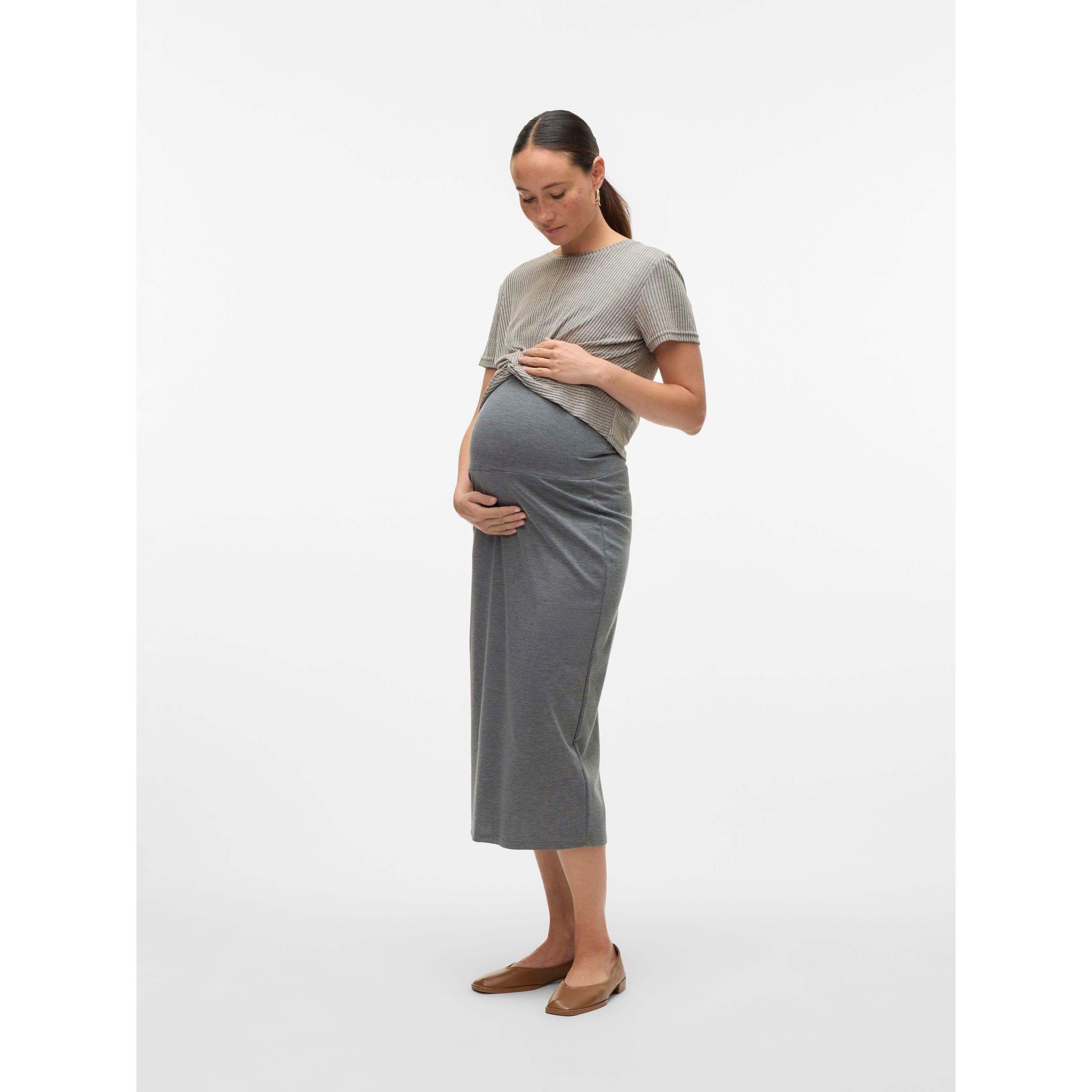 Grey Melange - Mamalicious - Mama Midi Skirt - 7