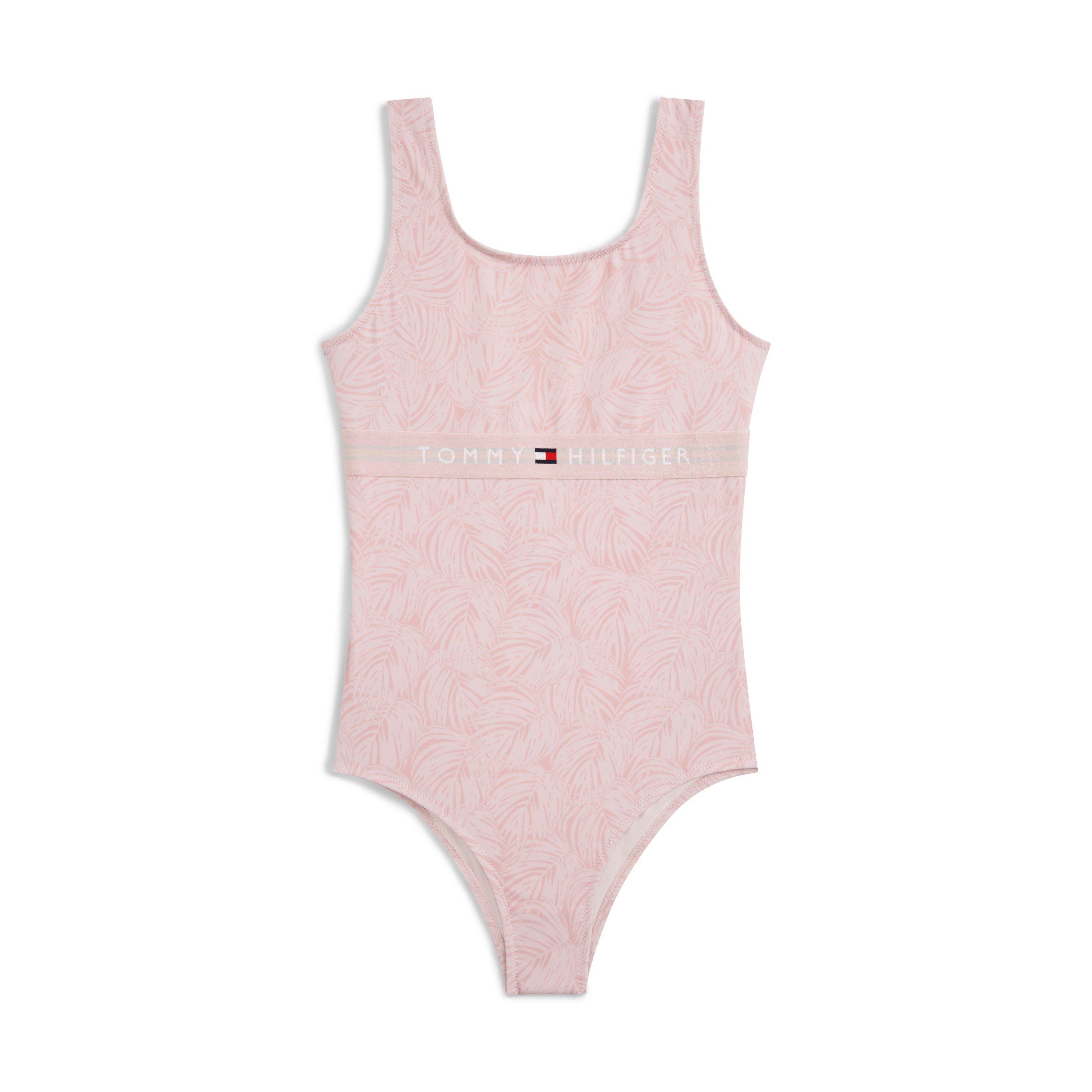 Palm Pink 0JW - Tommy Hilfiger - Kids' Scoop Neck Swimsuit - 1