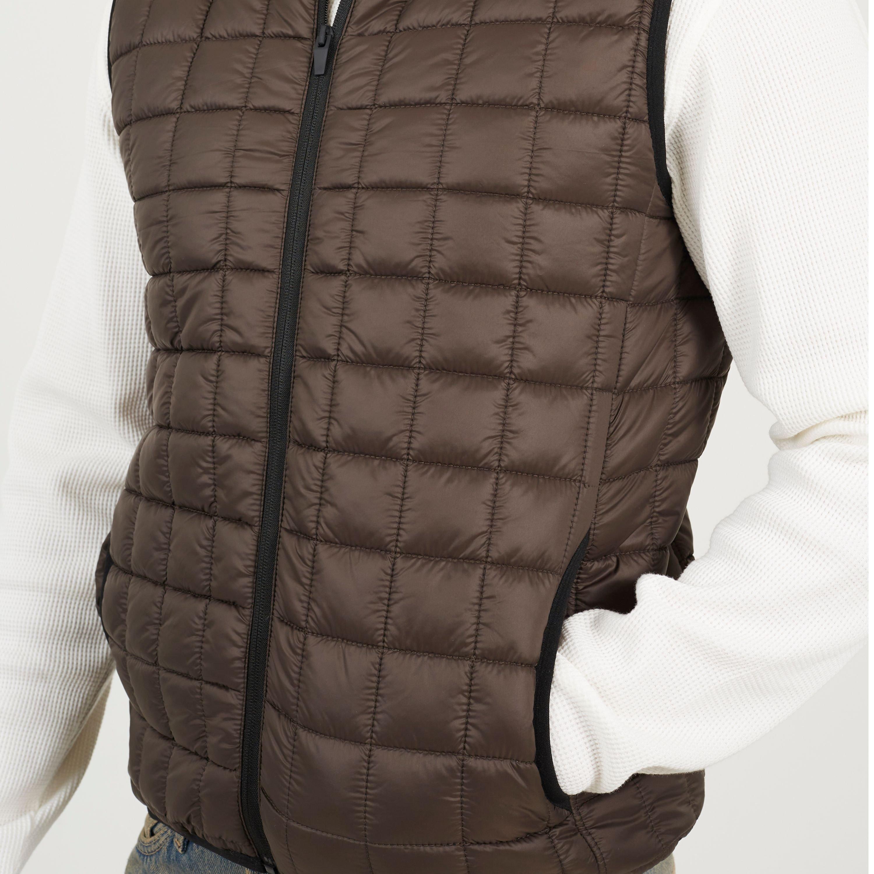 Mørkebrun - Brave Soul - Box Quilted Sleeveless Gilet - 3