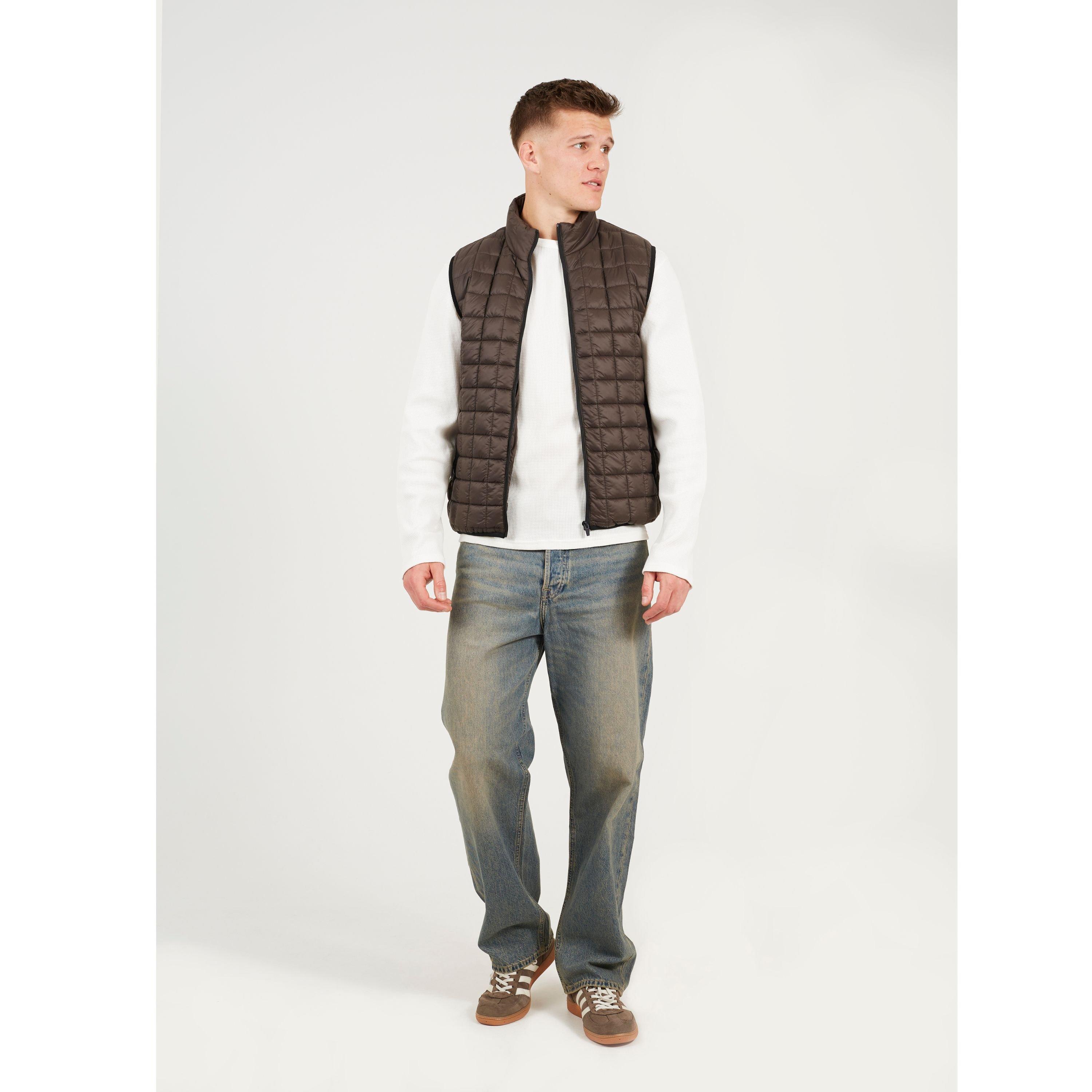 Mørkebrun - Brave Soul - Box Quilted Sleeveless Gilet - 4