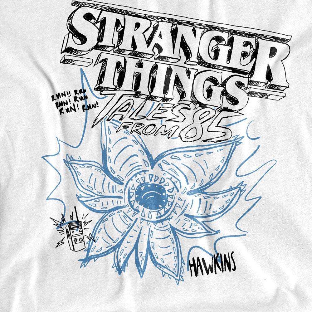 White - Stranger Things - Stranger Things Tales From 85 Demo Sketch T-Shirt - 2