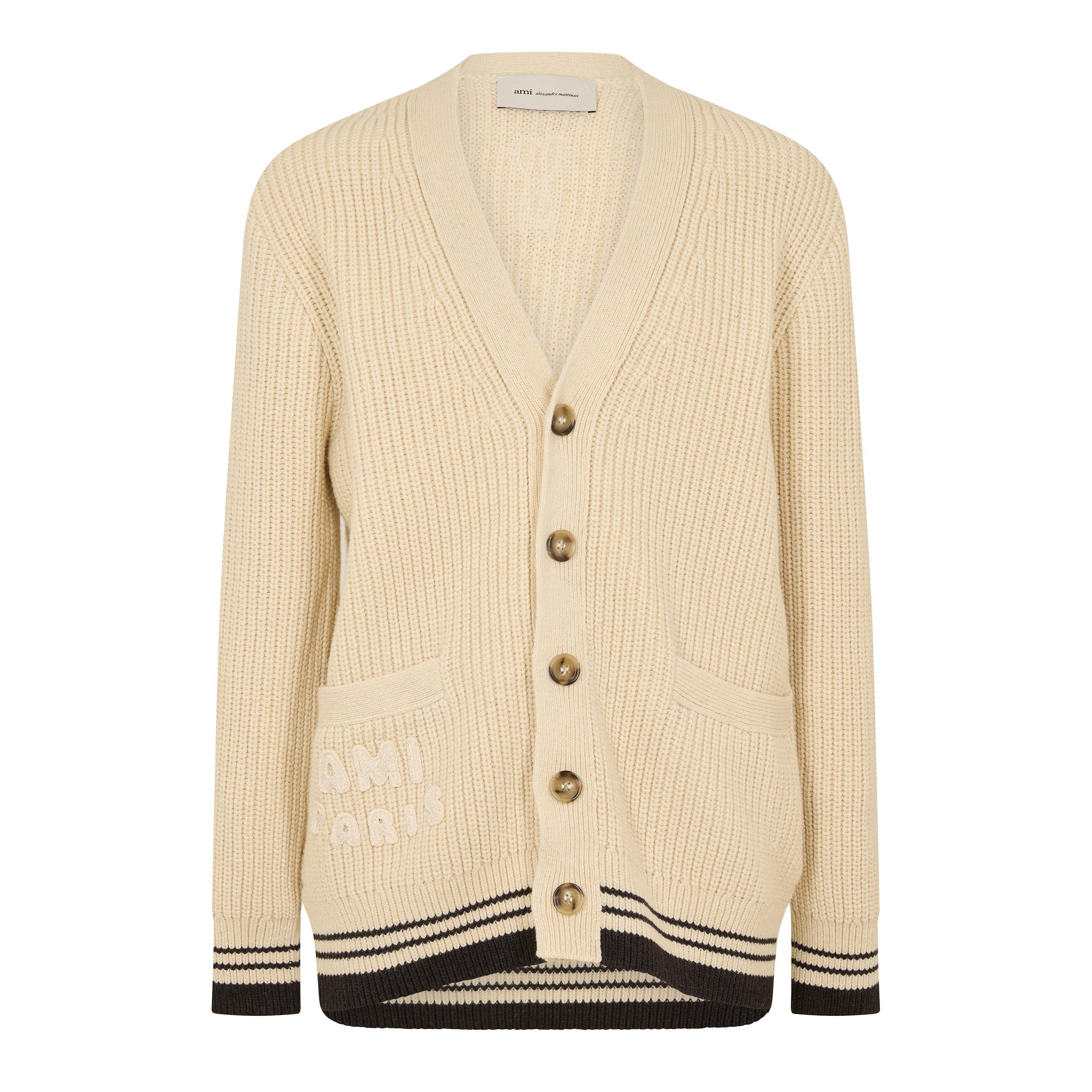 White Cream - Ami Paris - Men's Knitted Cardigan - 1