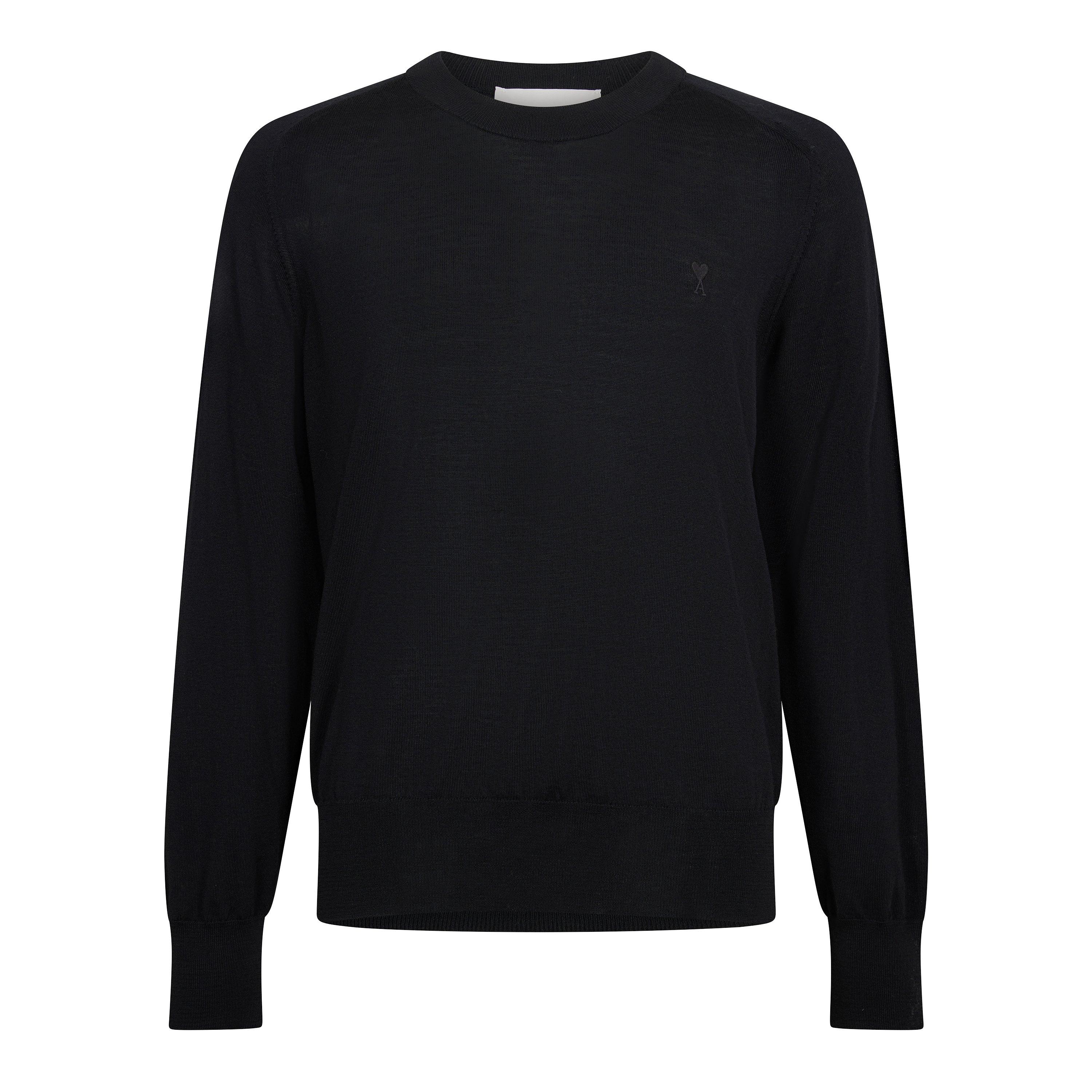 Black - Ami Paris - Men's Crew Neck Jumper - 1