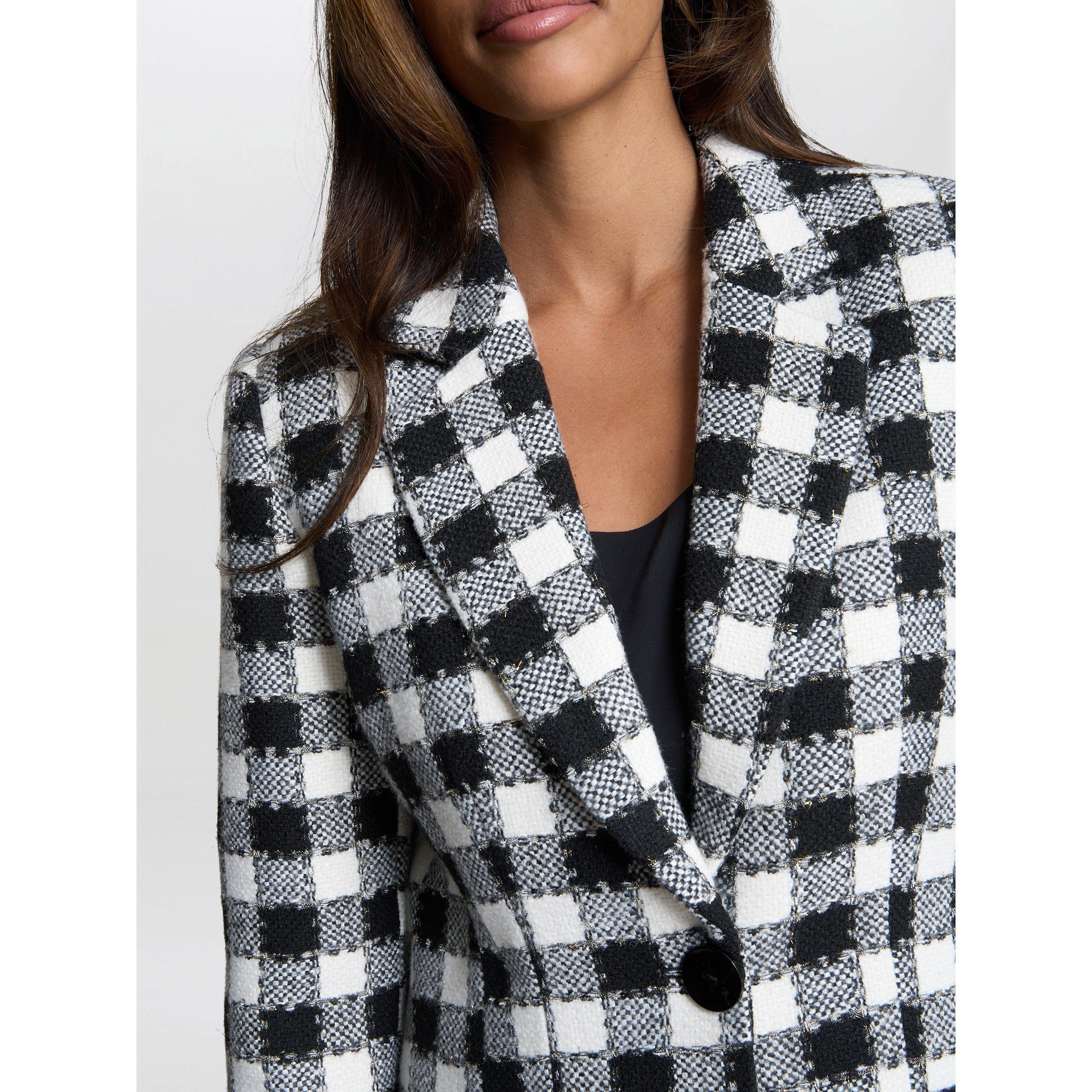 Black / White - Gina Bacconi - Women's Alise Tweed Overcoat - 5