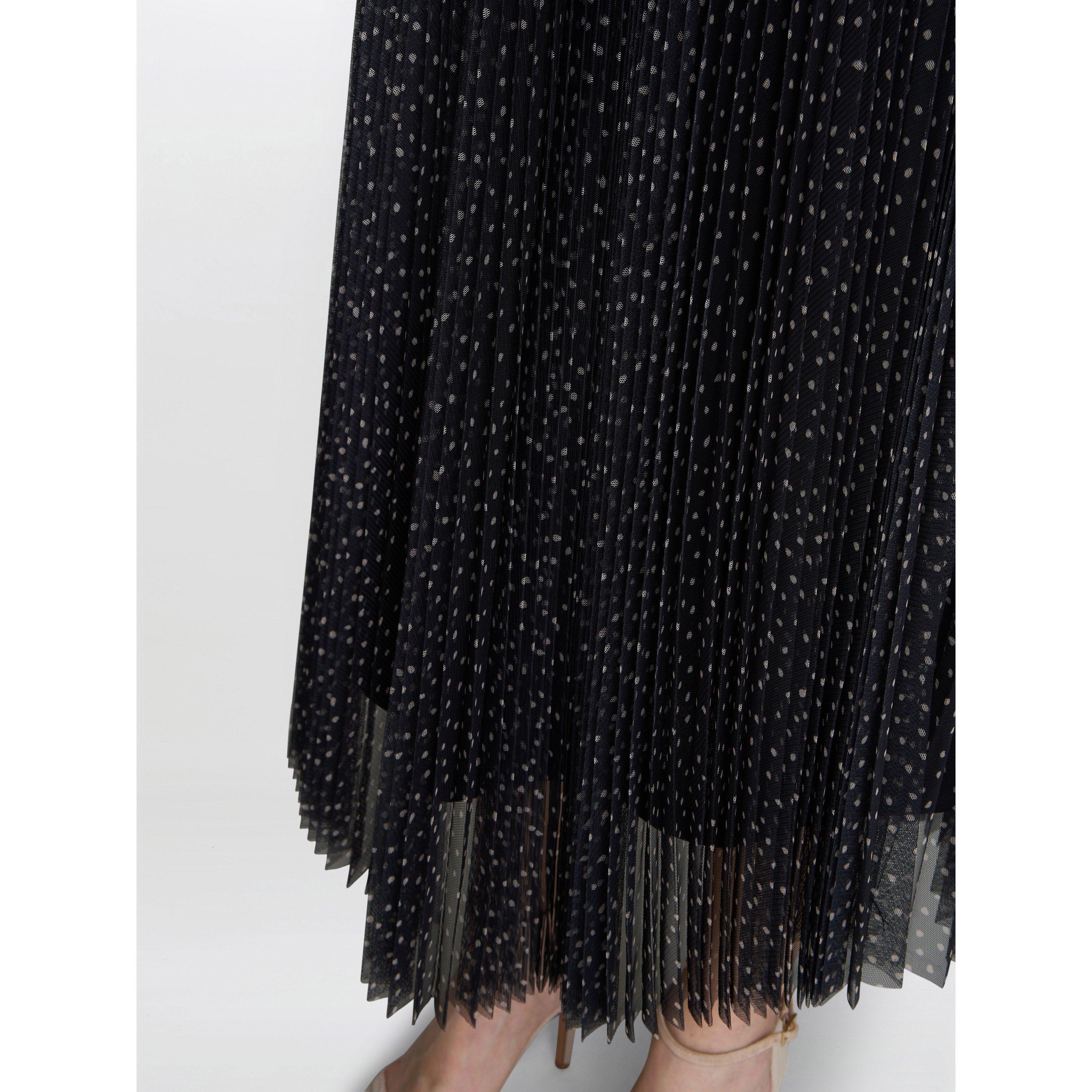 Black / Cream - Gina Bacconi - Roslynn Pleated Mesh Skirt - 4