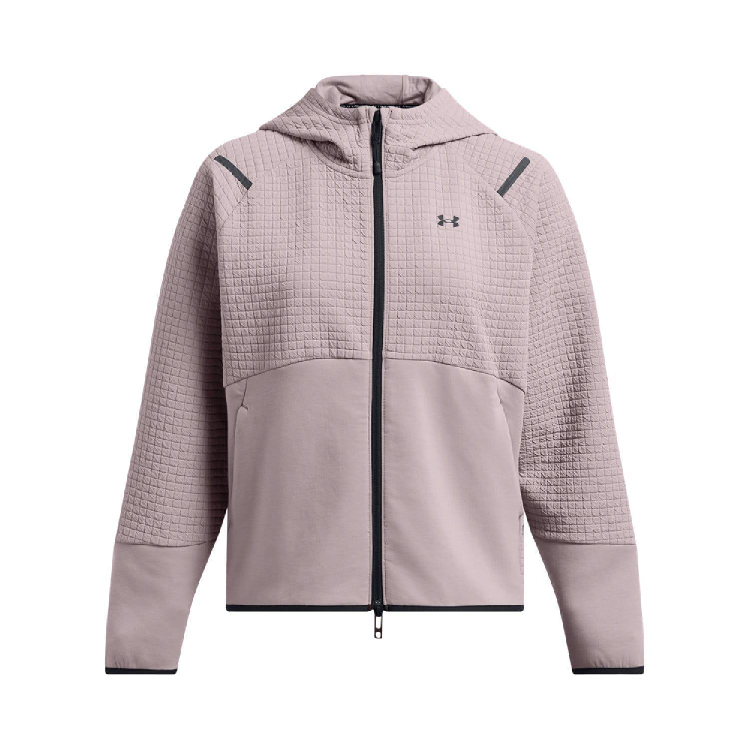 Grey - Under Armour - Unstoppable Fleece Grid Full-Zip Hoodie - 3
