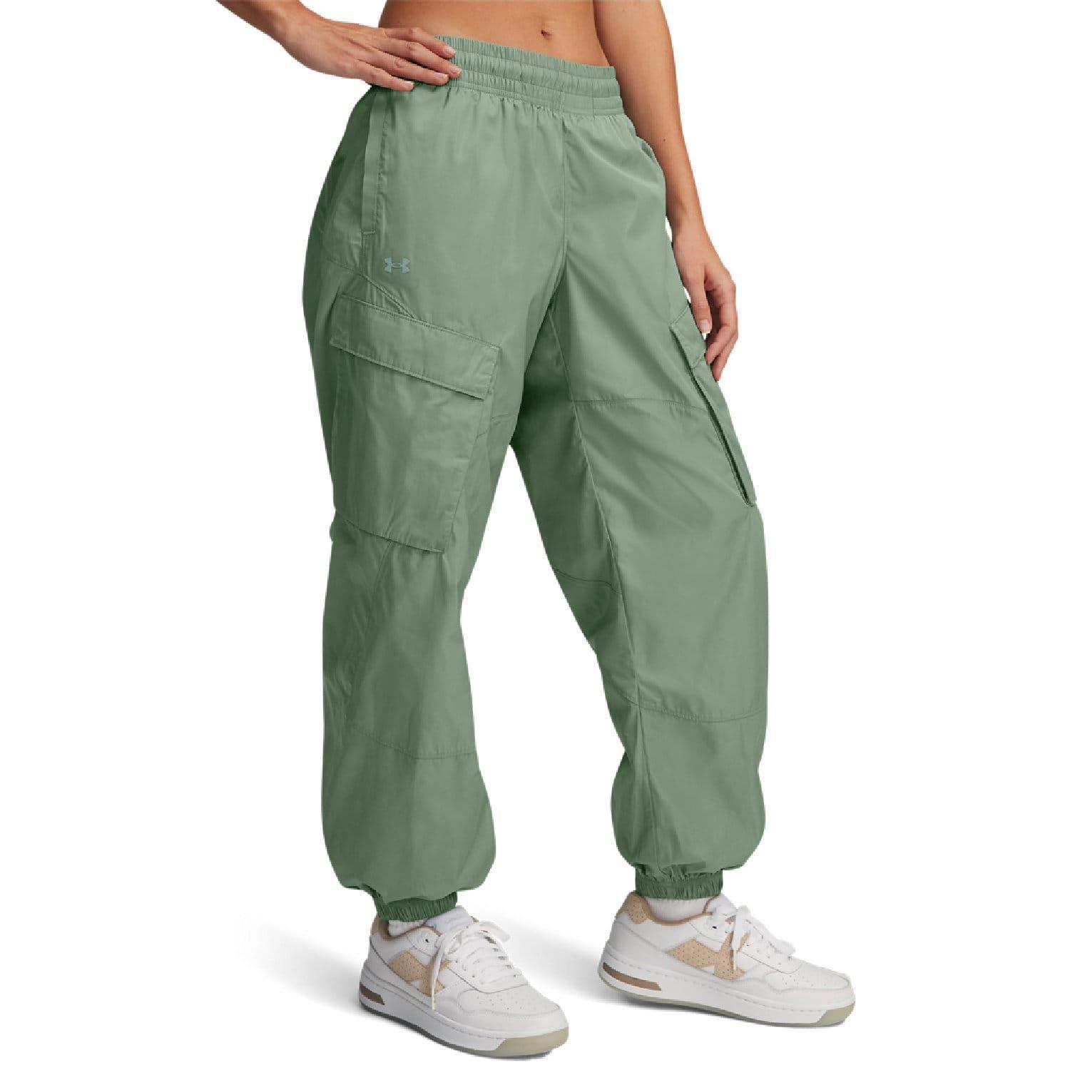 Under Armour Women's Green Unstoppable Woven Sheen Cargos - 16