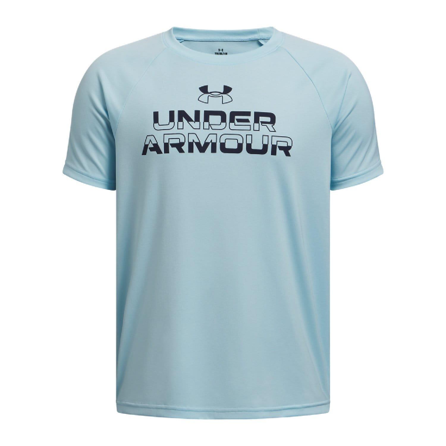 Blue - Under Armour - Tech Split Wordmark T-Shirt - 1
