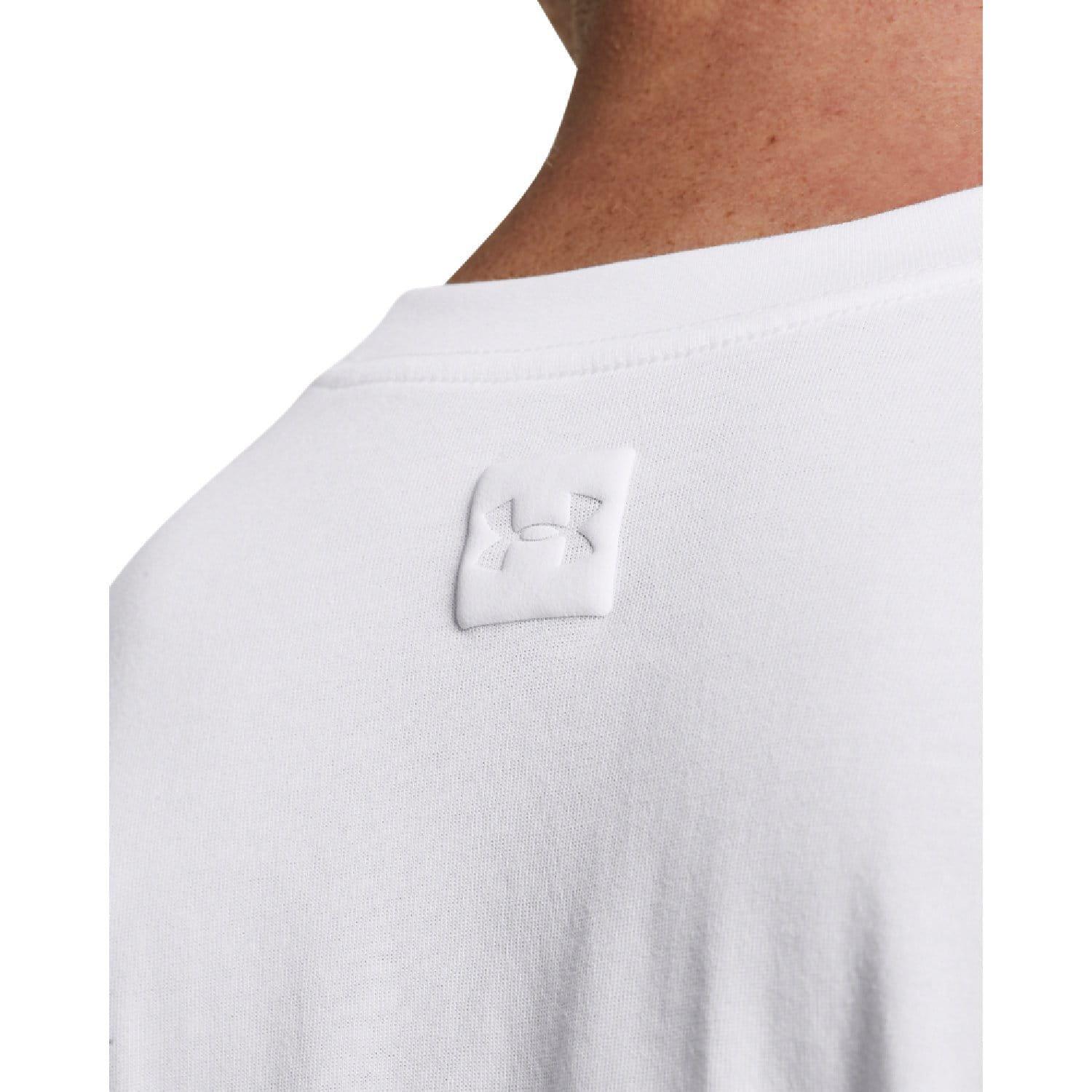 White - Under Armour - Heavyweight Tonal Wordmark Long Sleeve T-Shirt - 3