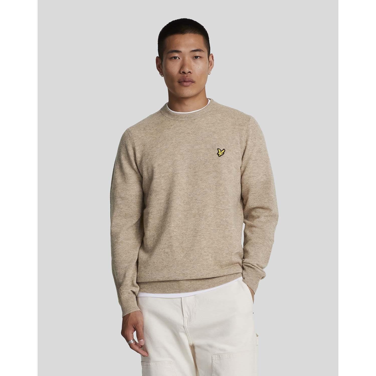 Brown - Lyle and Scott - Lambswool Blend Crew Neck Jumper - 1