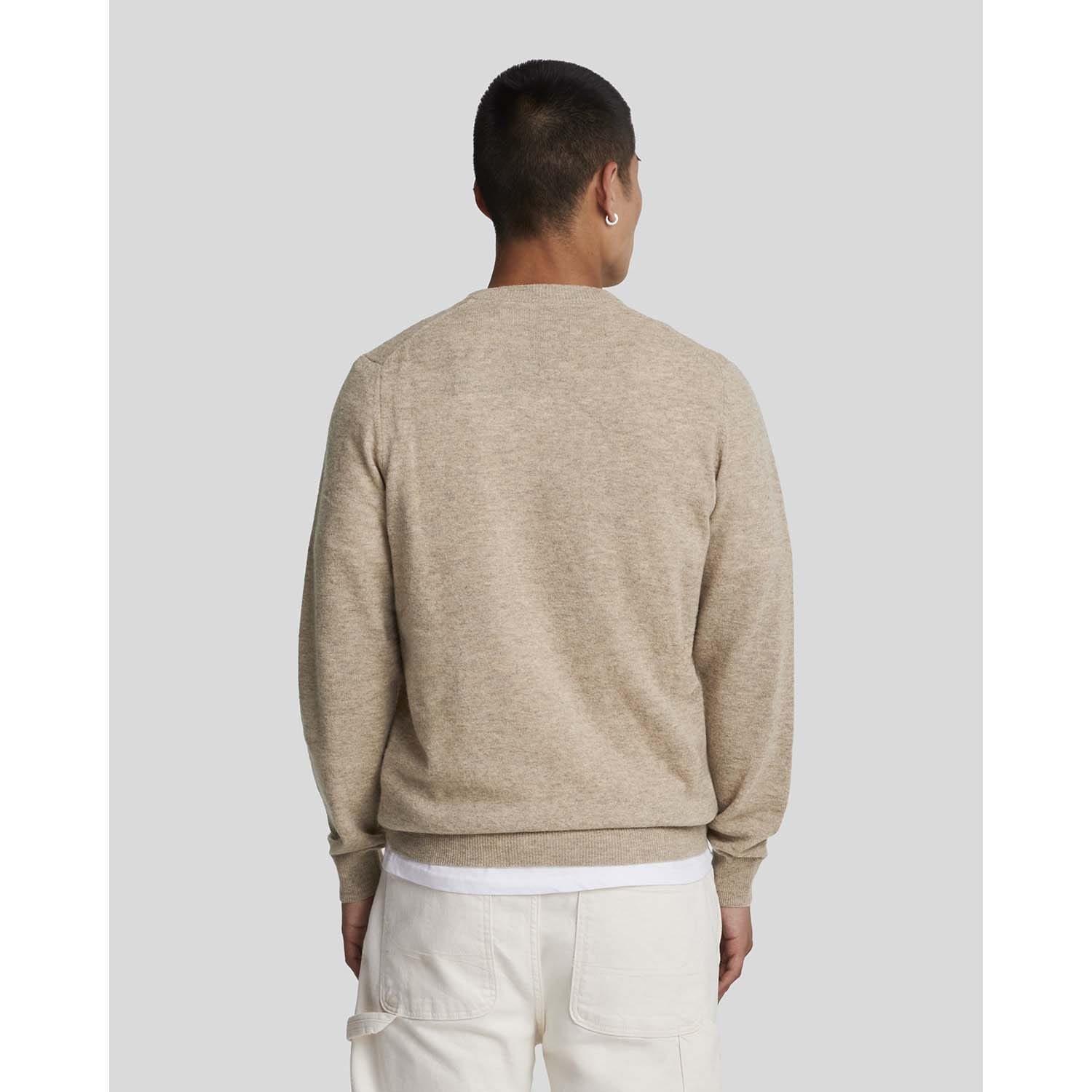 Brown - Lyle and Scott - Lambswool Blend Crew Neck Jumper - 3