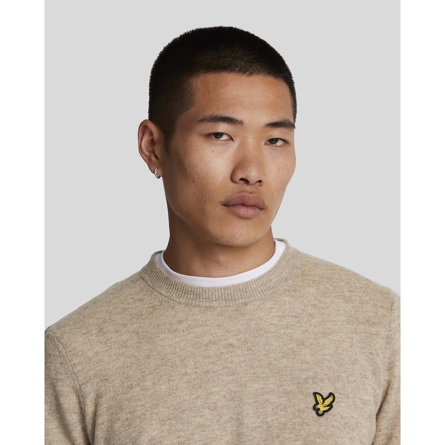 Brown - Lyle and Scott - Lambswool Blend Crew Neck Jumper - 4