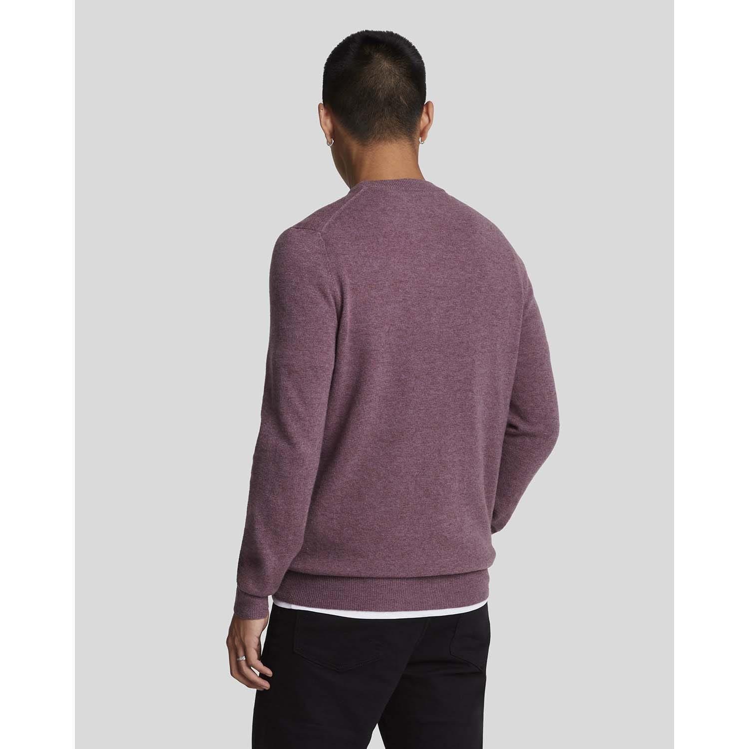 Purple - Lyle and Scott - Lambswool Blend Crew Neck Jumper - 3