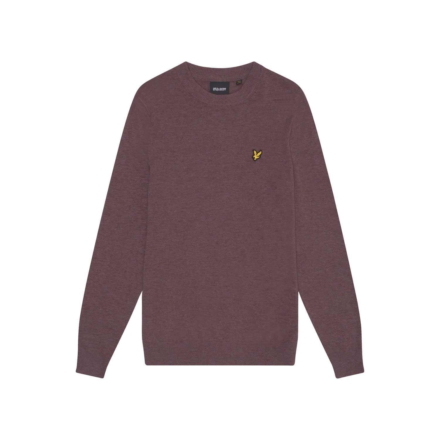 Purple - Lyle and Scott - Lambswool Blend Crew Neck Jumper - 5