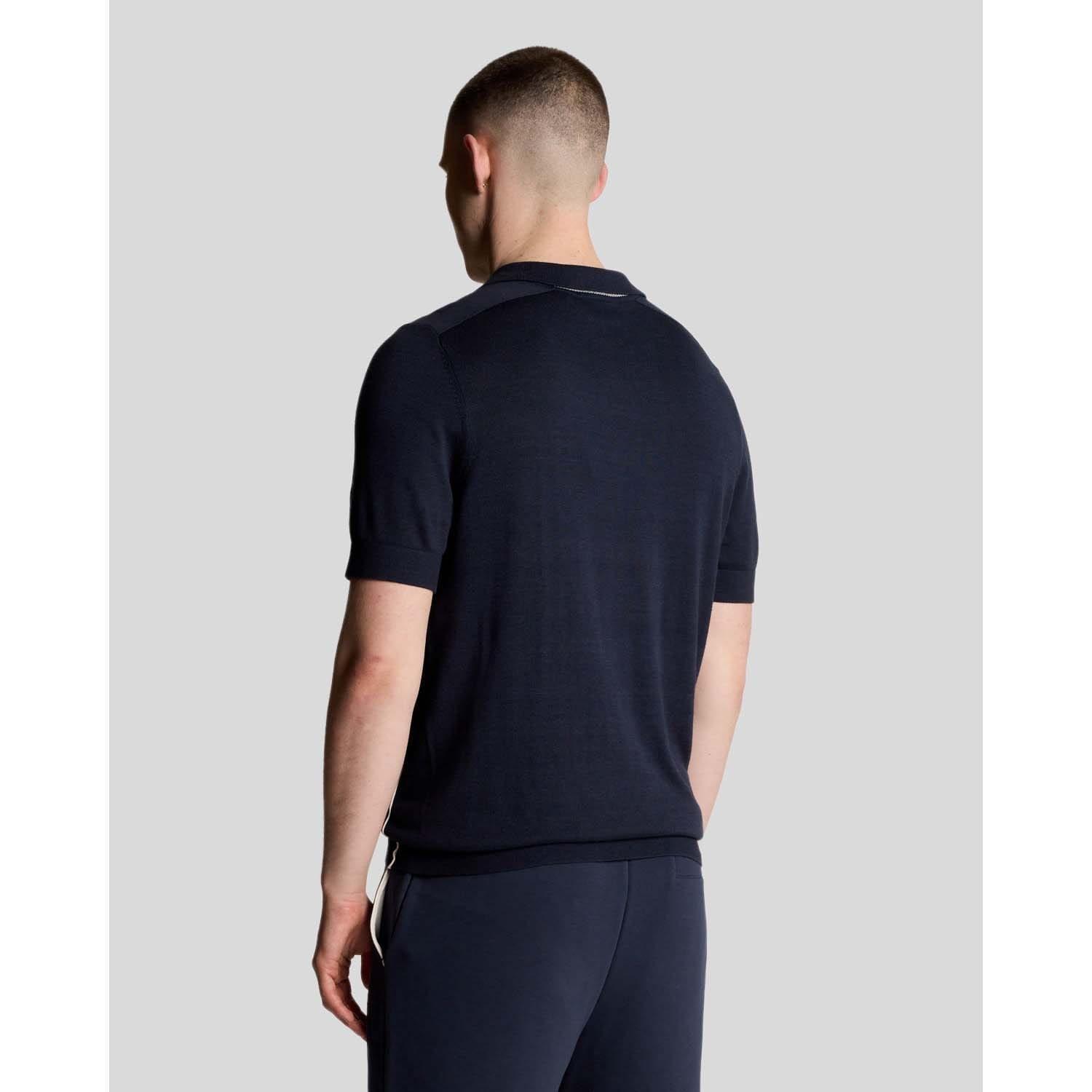 Blue - Lyle and Scott - Seam Tipped Knitted Polo Shirt - 3