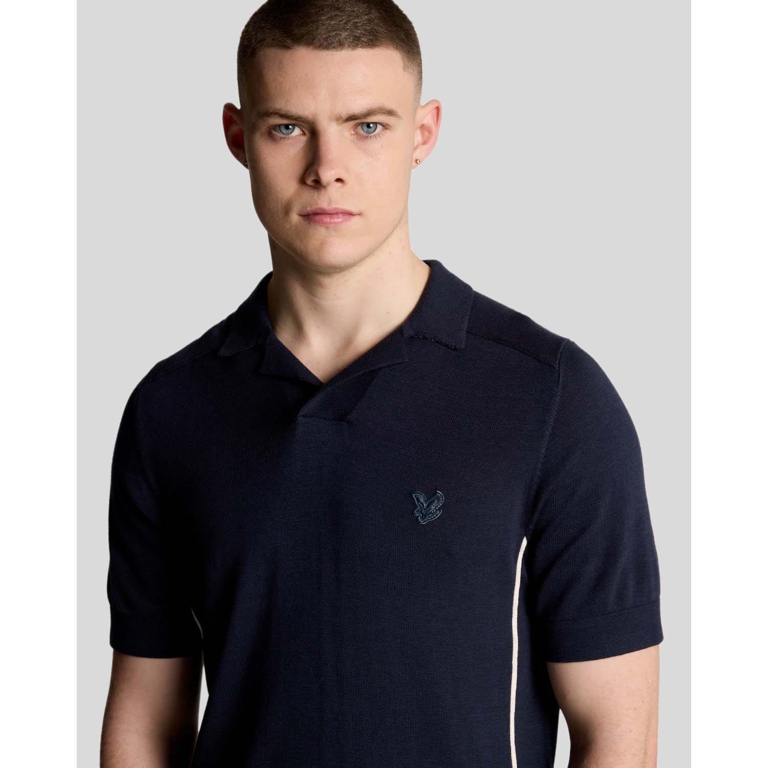 Blue - Lyle and Scott - Seam Tipped Knitted Polo Shirt - 4