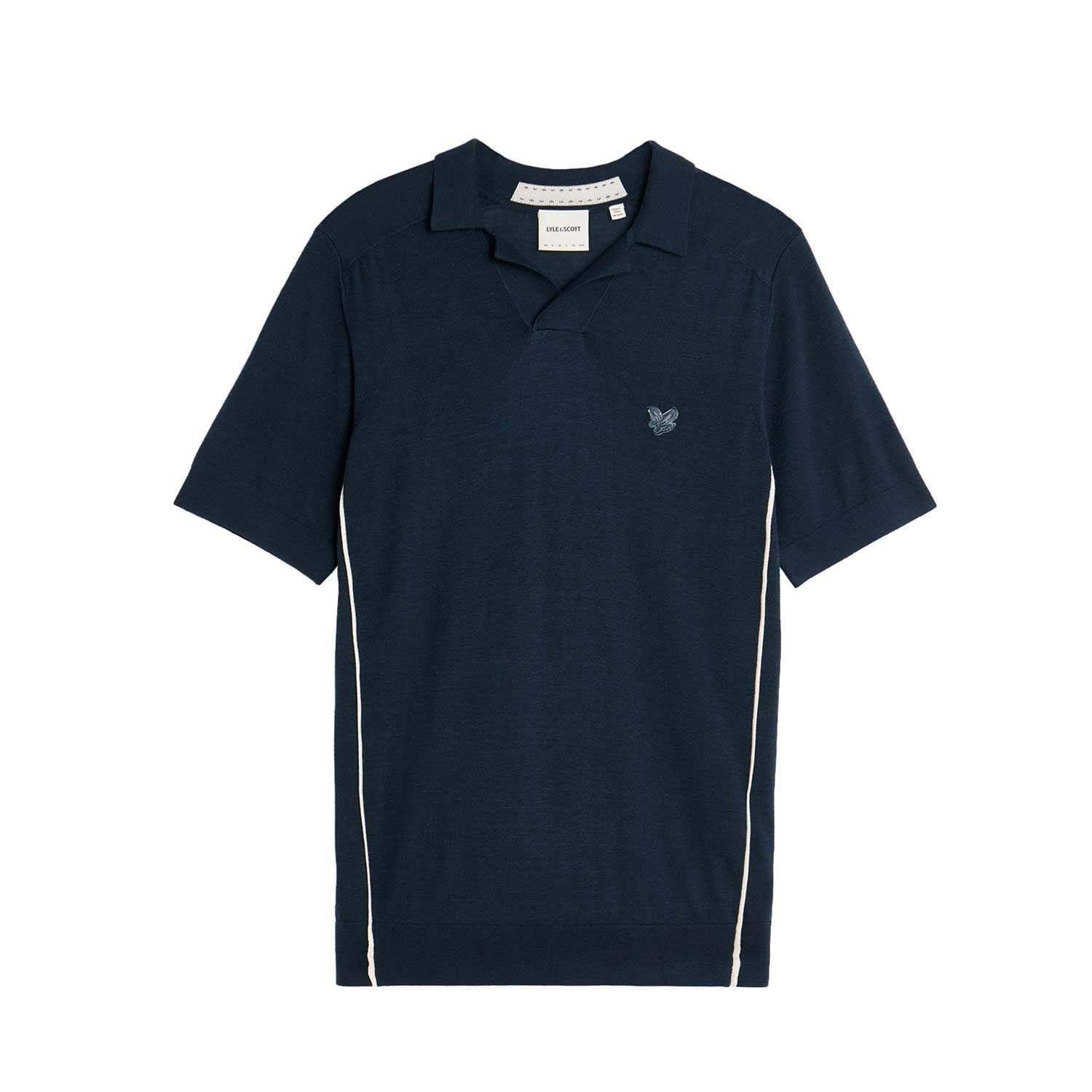 Blue - Lyle and Scott - Seam Tipped Knitted Polo Shirt - 5