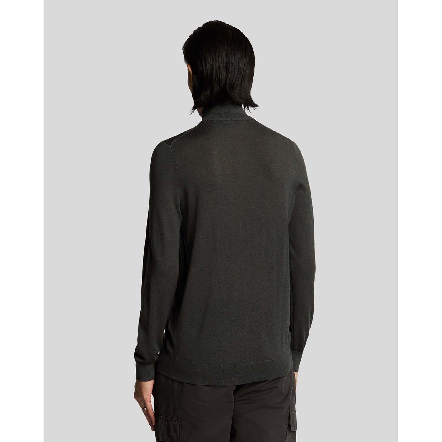 Grey - Lyle and Scott - Tonal Eagle Merino Quarter Zip Jumper - 3