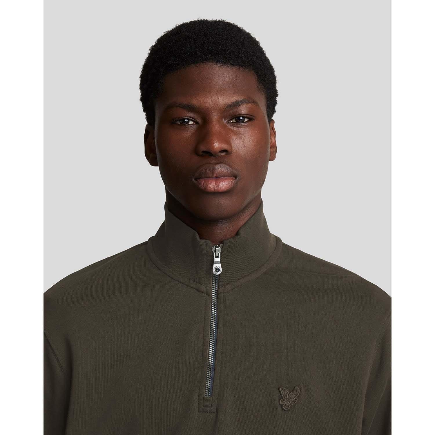 Green - Lyle and Scott - Tonal Eagle Quarter Zip Sweatshirt - 4
