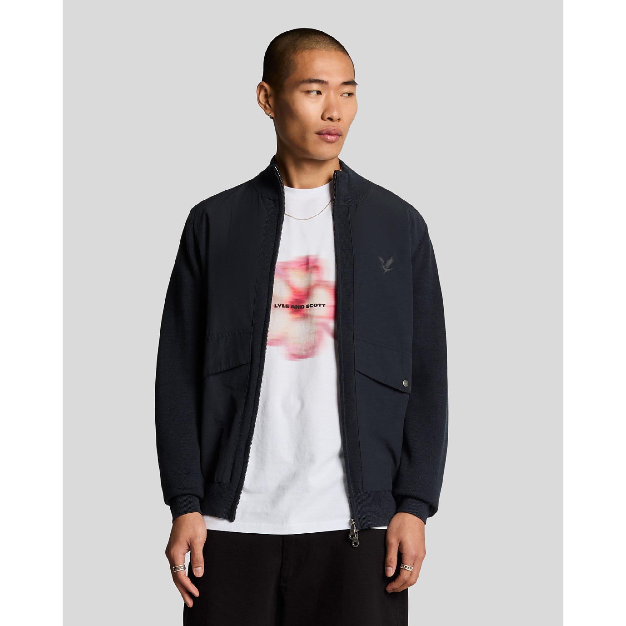 Blue - Lyle and Scott - Milano Hybrid Full Zip Knitted Jacket - 1