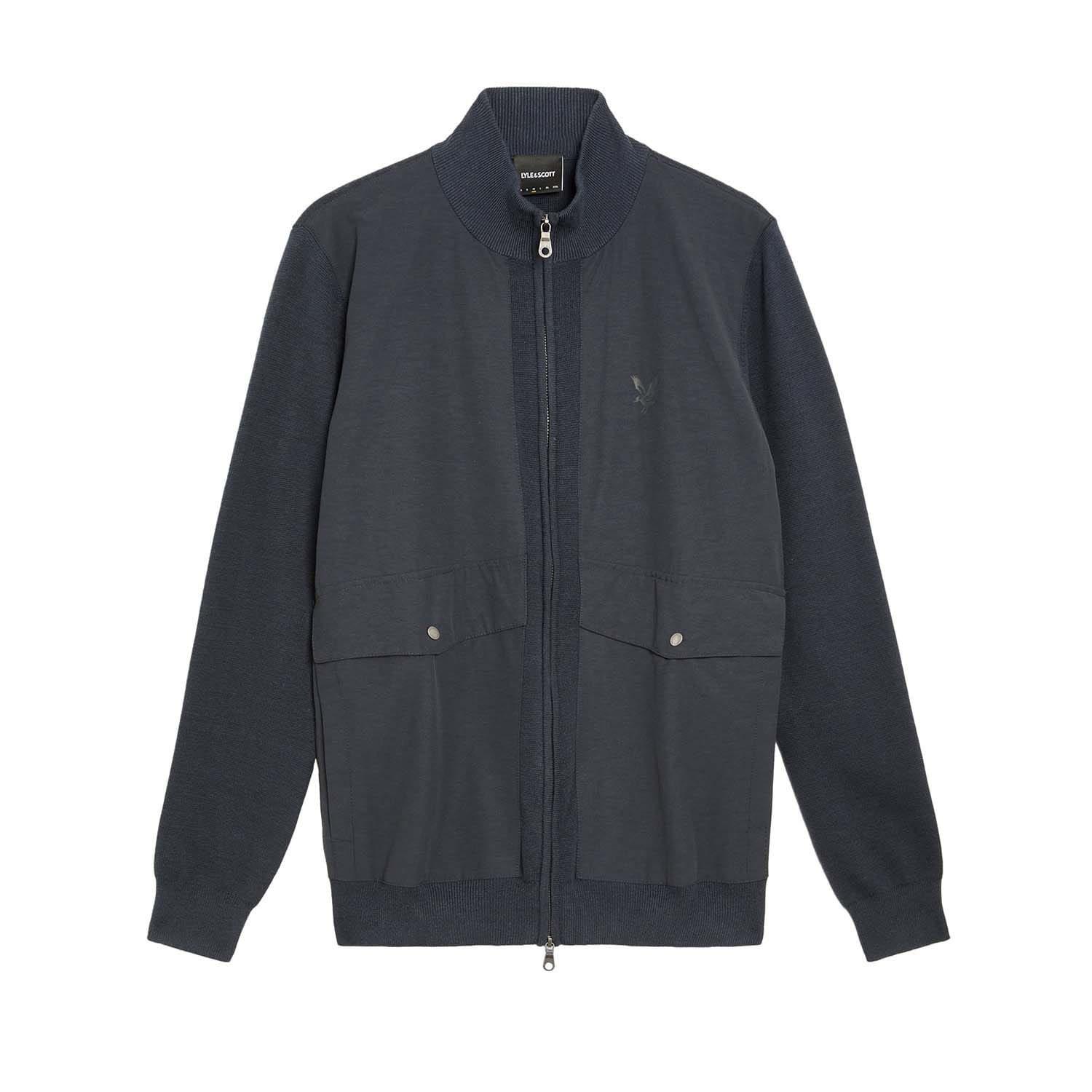 Blue - Lyle and Scott - Milano Hybrid Full Zip Knitted Jacket - 5