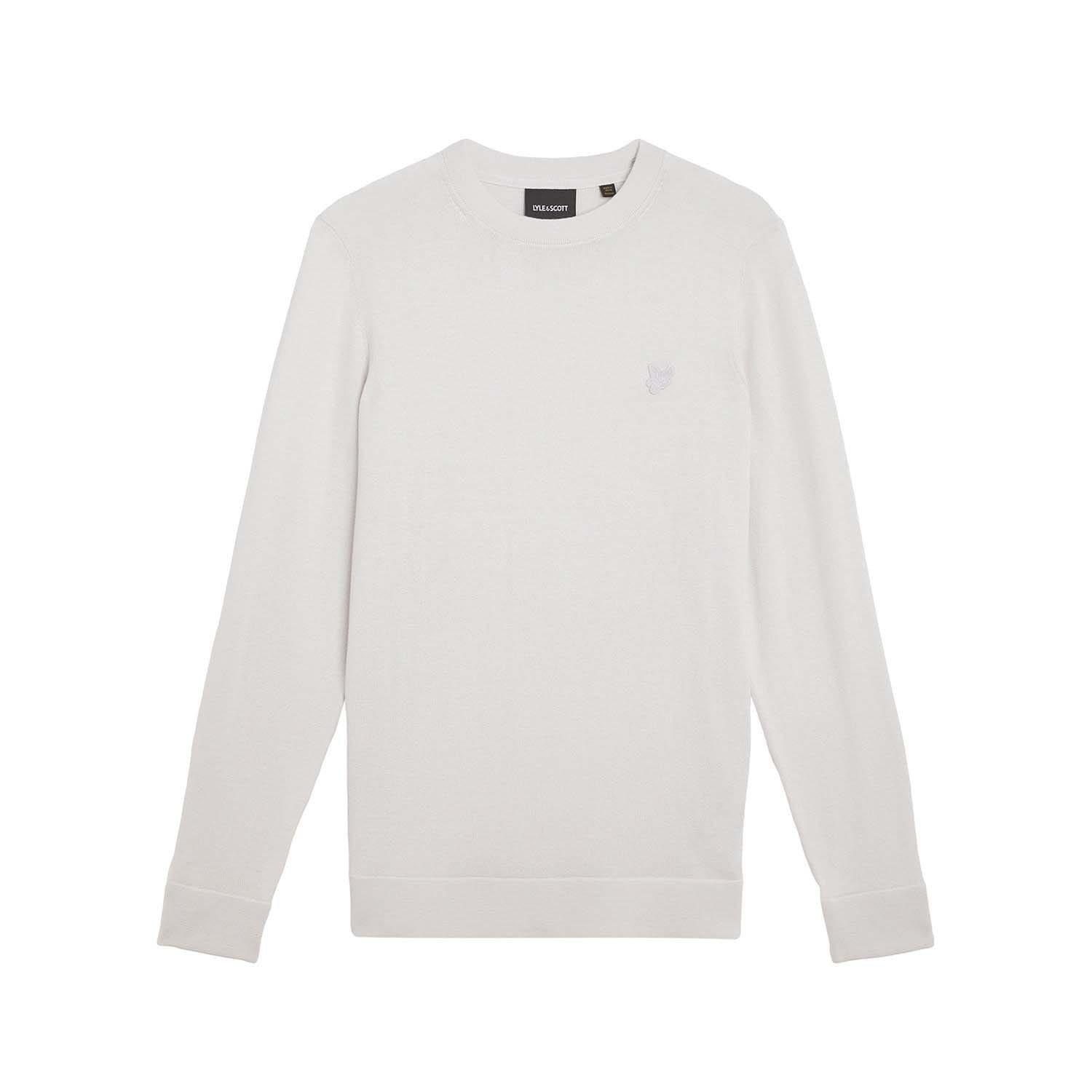 White - Lyle and Scott - Tonal Superfine Cotton Crew Neck Jumper - 5