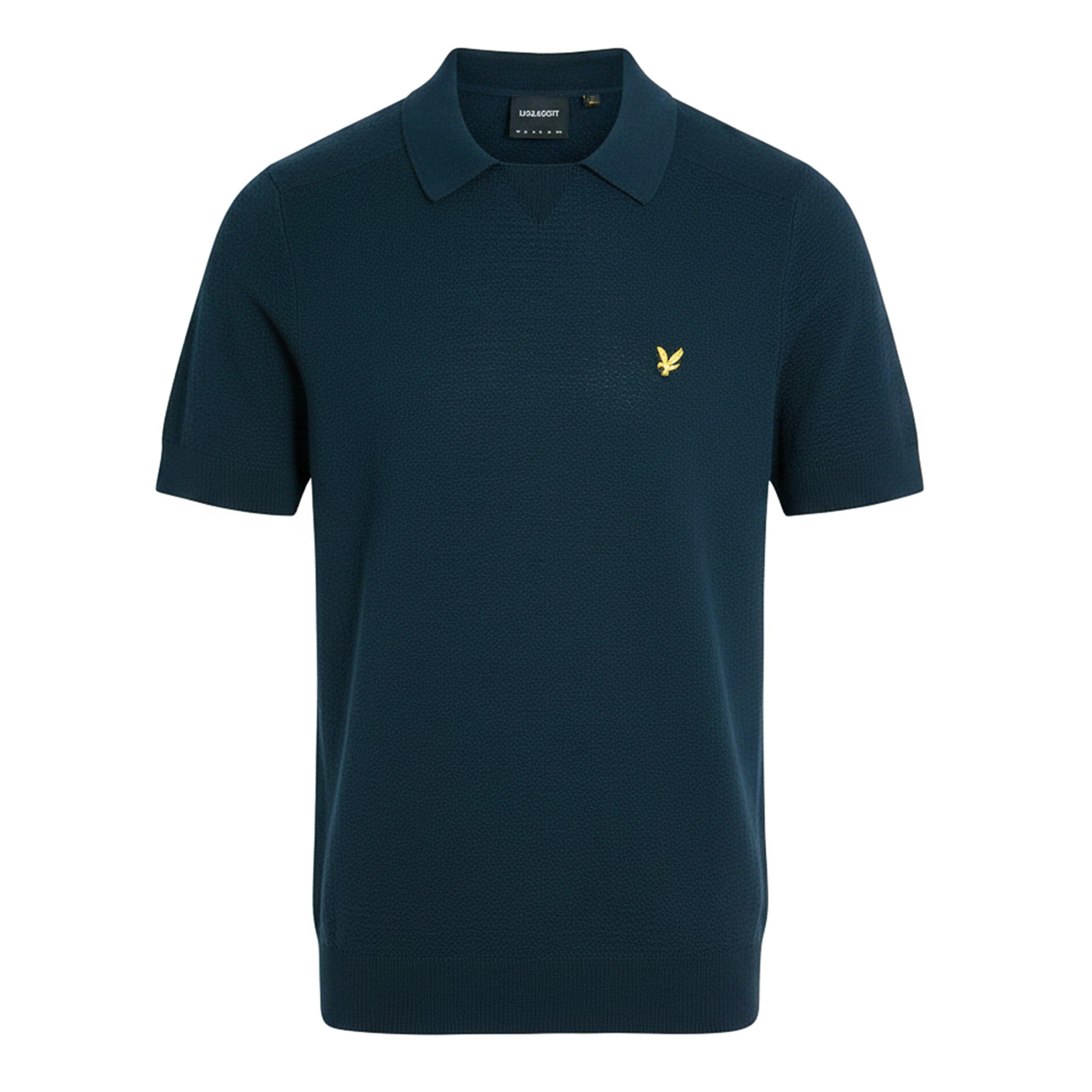 Tamna/Mornarska - Lyle and Scott - Herringbone Knitted Polo Shirt - 1