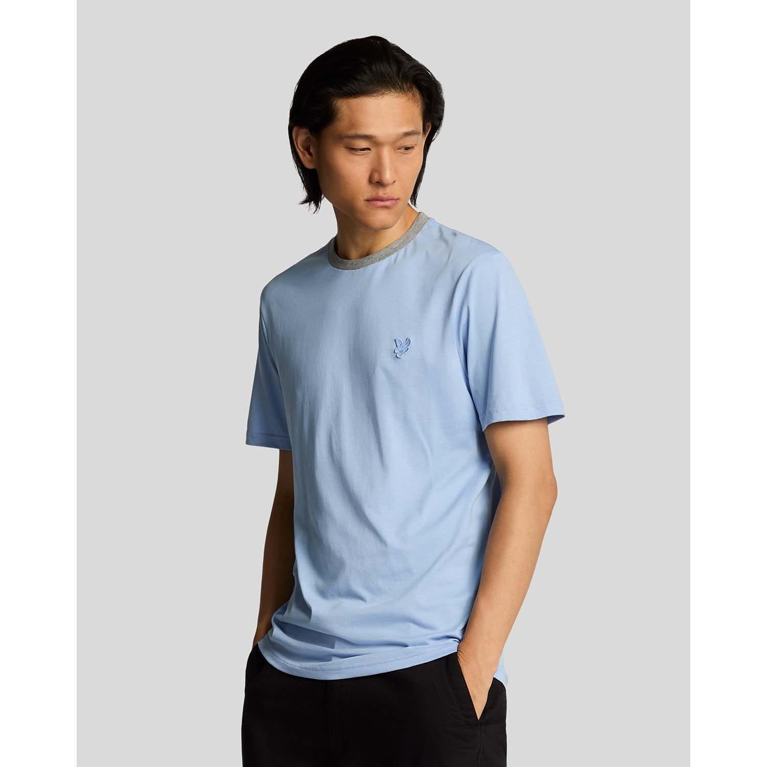 Blue - Lyle and Scott - Contrast Collar Superfine T-Shirt - 1