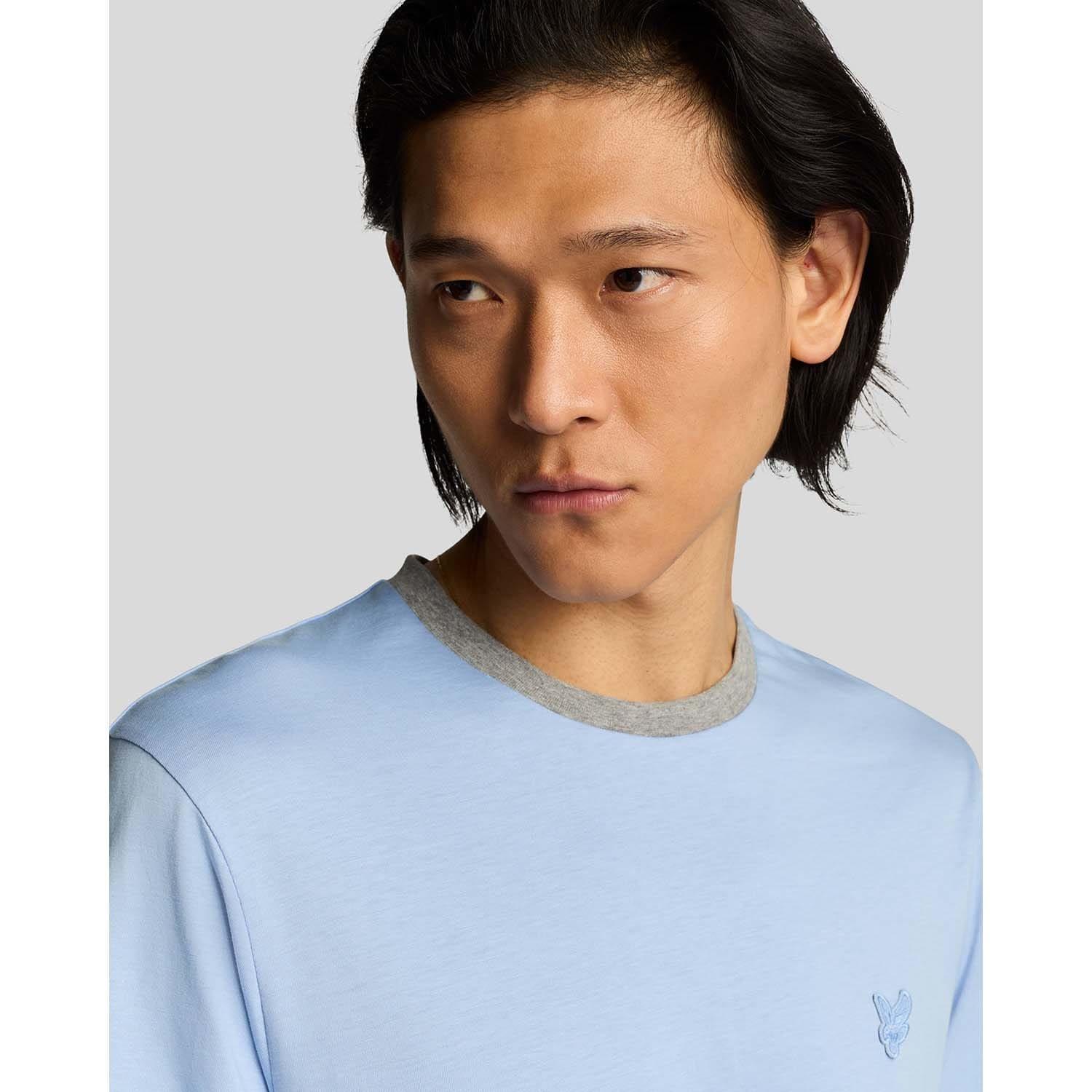 Blue - Lyle and Scott - Contrast Collar Superfine T-Shirt - 4