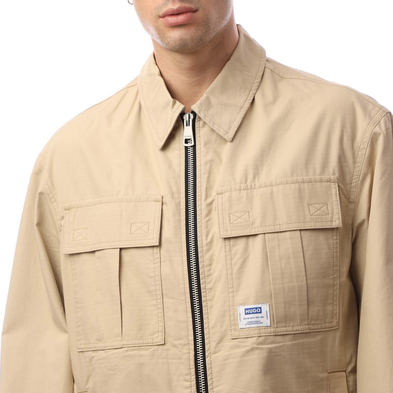 Beige - Hugo - Bino2511 Logo Label Jacket - 3