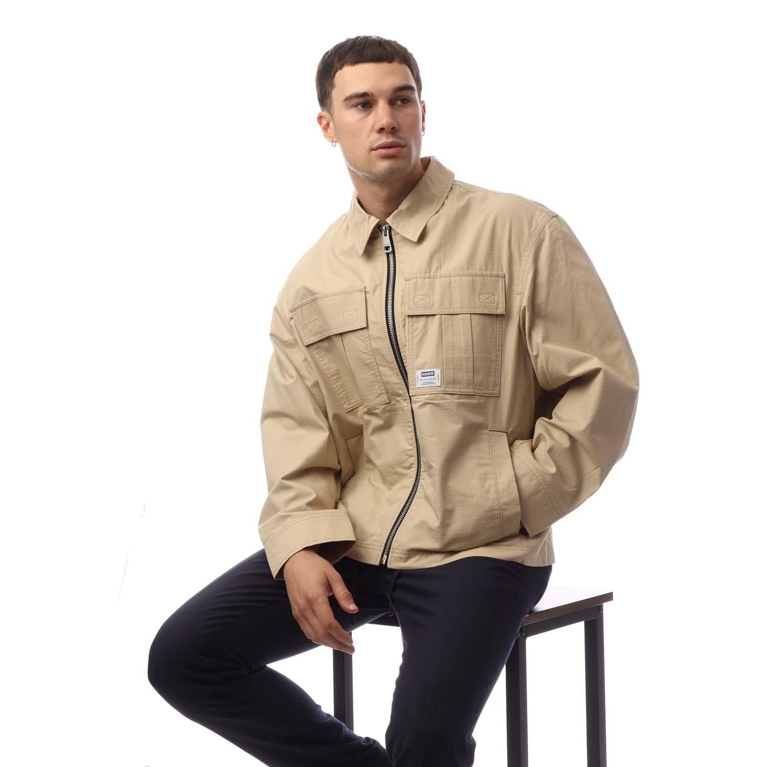 Beige - Hugo - Bino2511 Logo Label Jacket - 4
