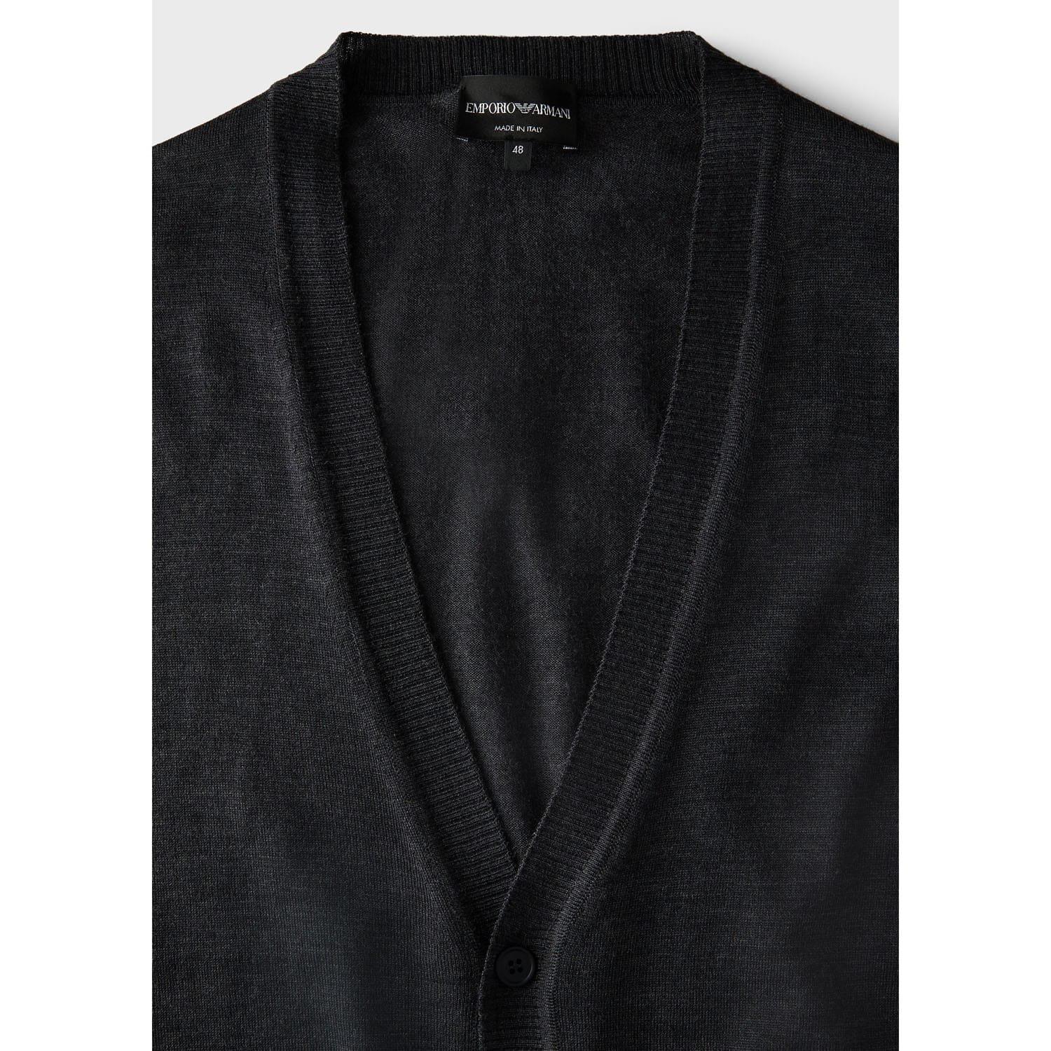 Emporio Armani | Men's V-Neck Virgin Wool Cardigan | Flannels