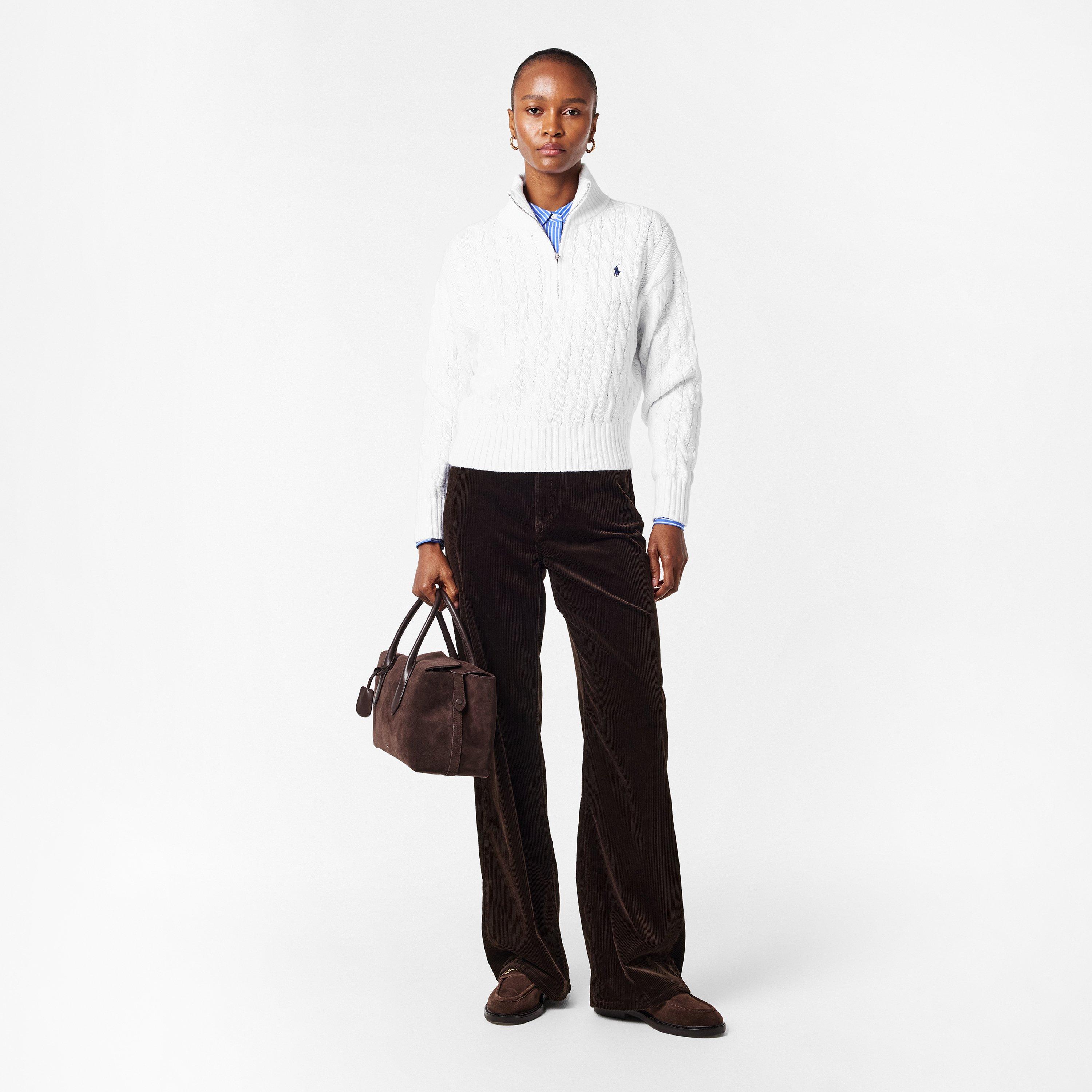 Polo Ralph Lauren Women's Cable 1/4 Zip Knitted Top | FRASERS