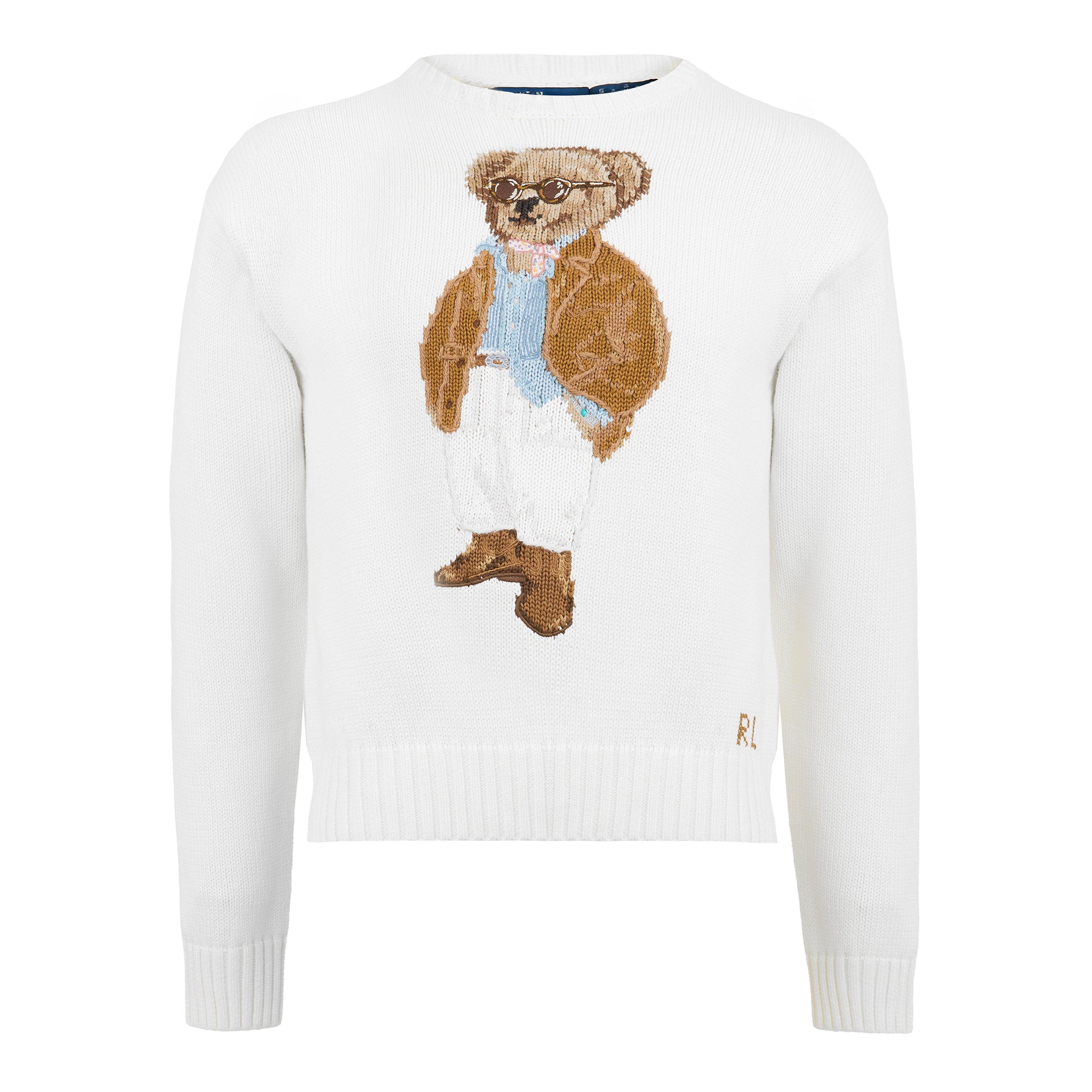 Polo Ralph Lauren Women's Bear Crew Neck Jumper - PARCHMENT CREAM - Size 10 (S)