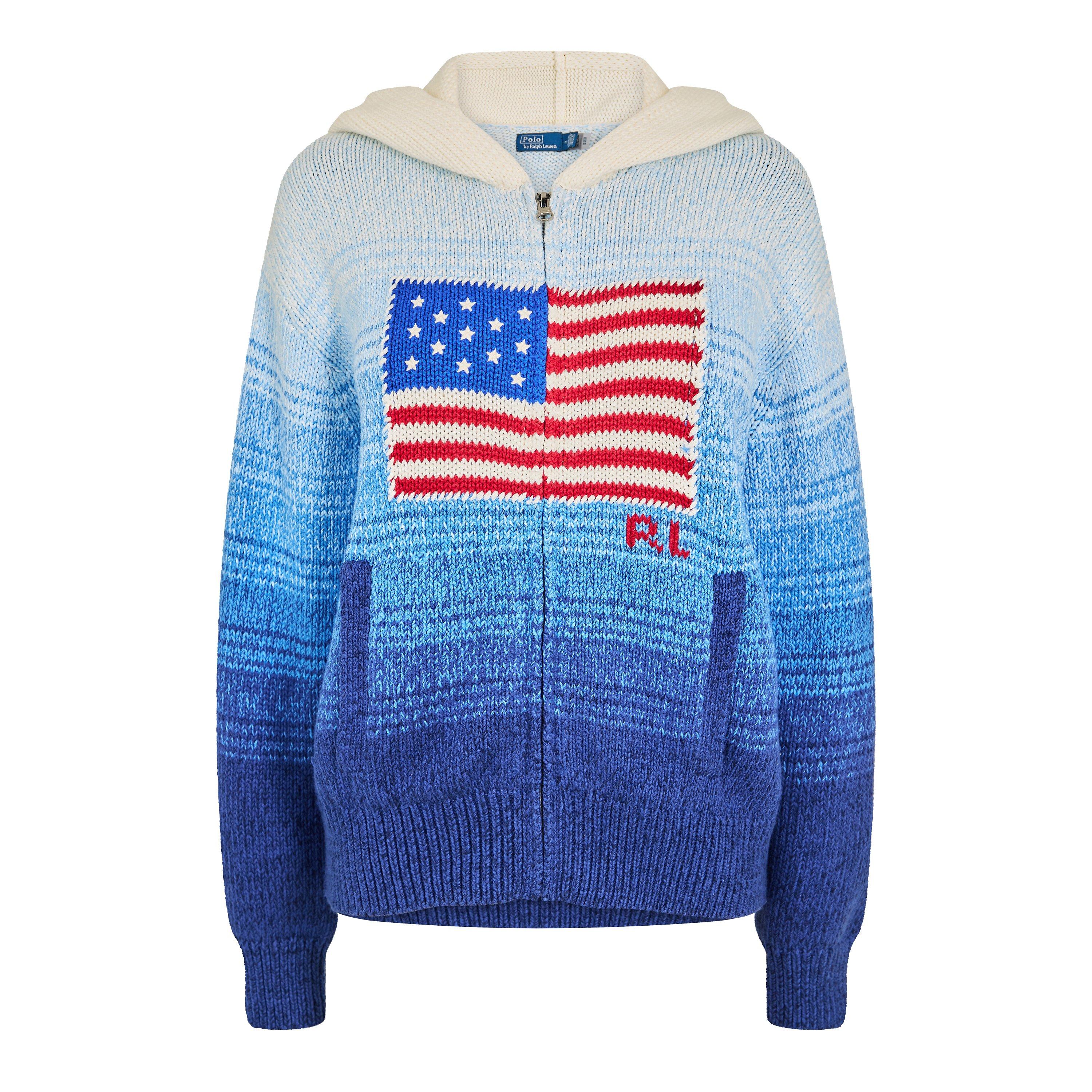 Polo Ralph Lauren Women's Polo Flag Cardigan Ld61 - Whiteroyal Ble - 10 (S)