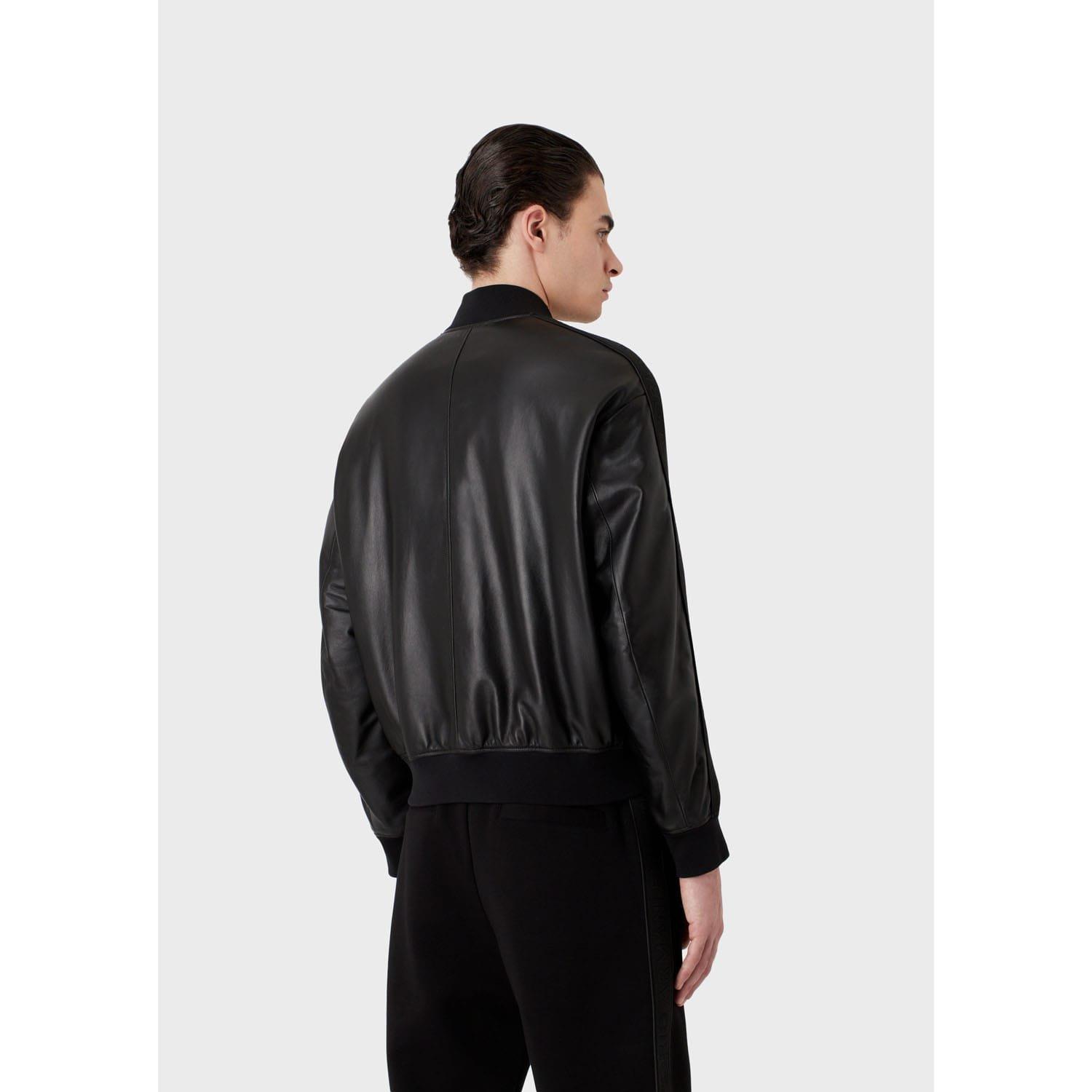 Black - Emporio Armani - Leather Bomber Jacket - 2