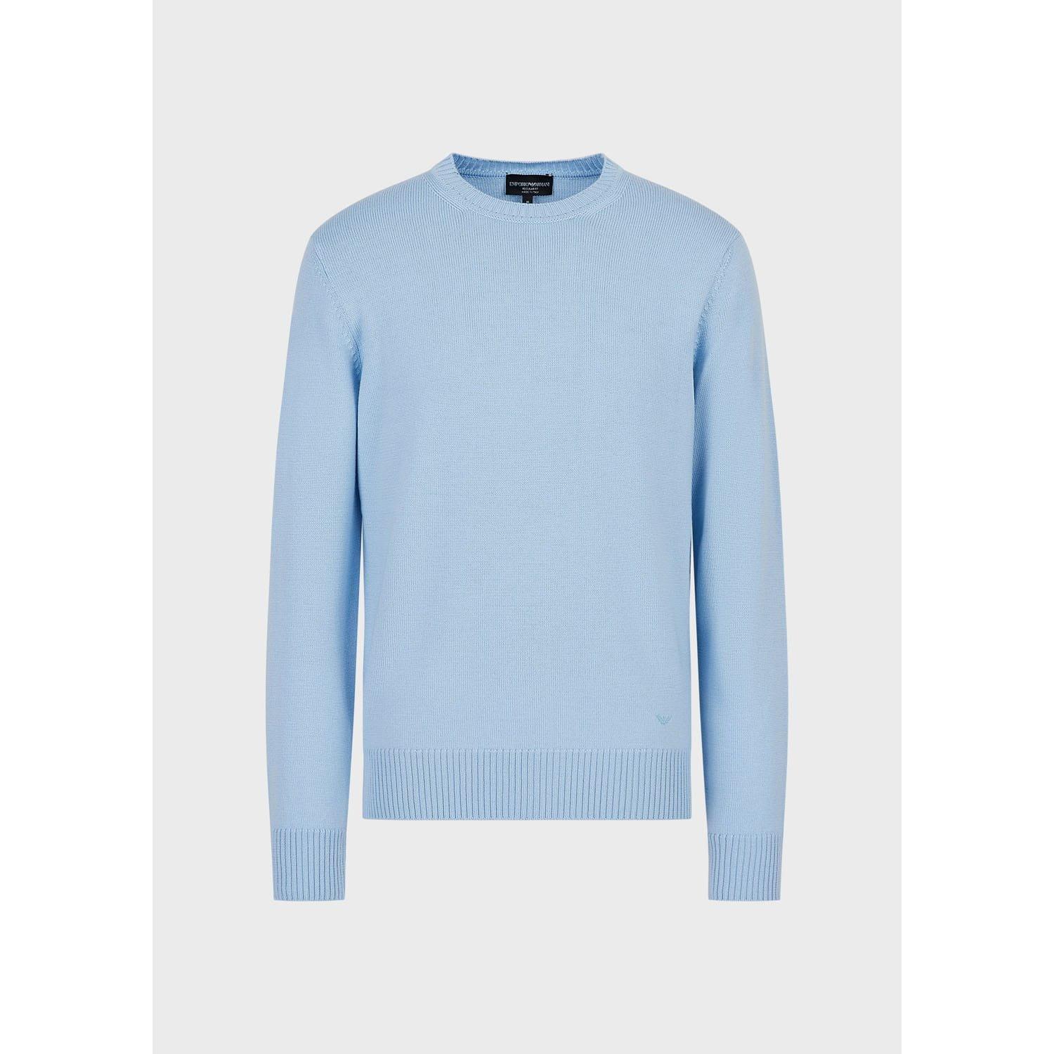 Blue - Emporio Armani - Virgin Wool Regular Fit Jumper - 3