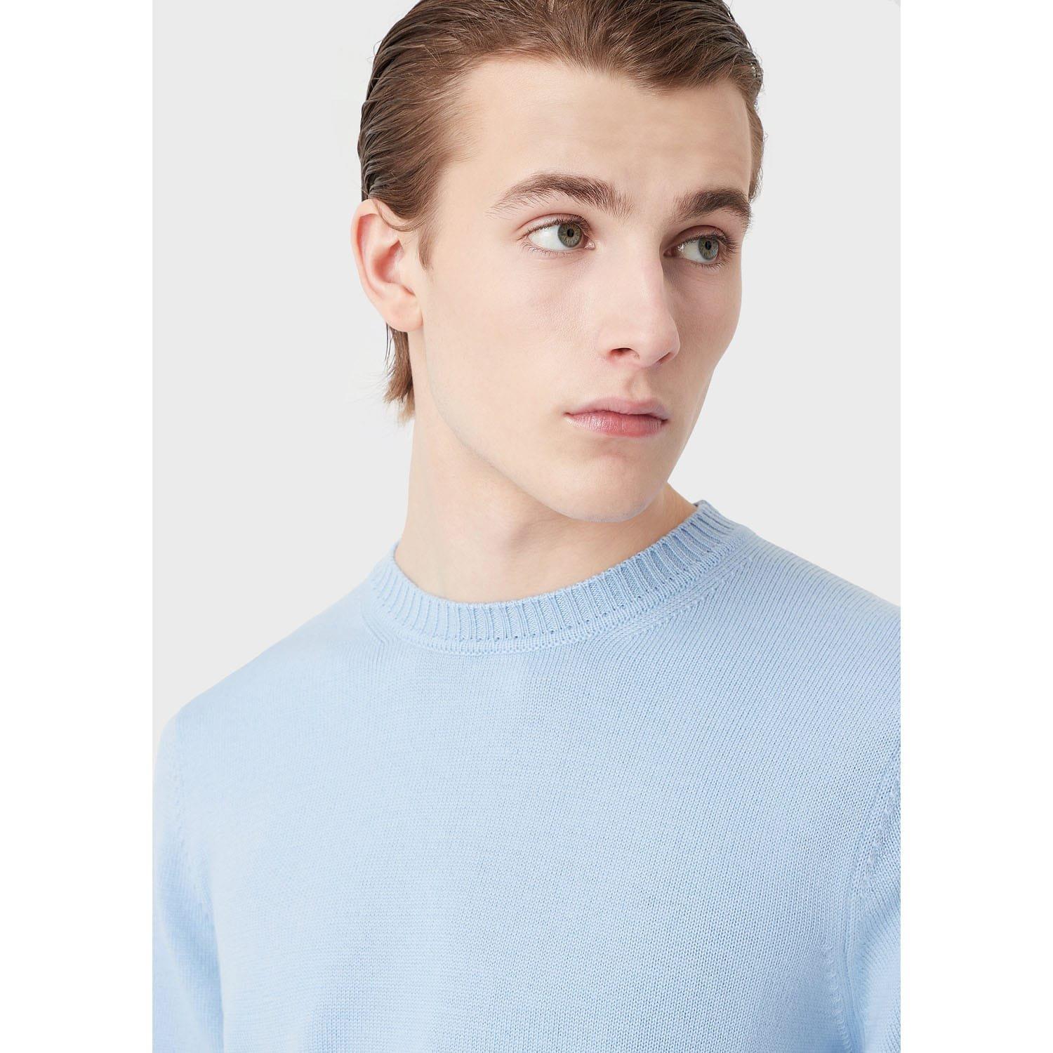 Blue - Emporio Armani - Virgin Wool Regular Fit Jumper - 4