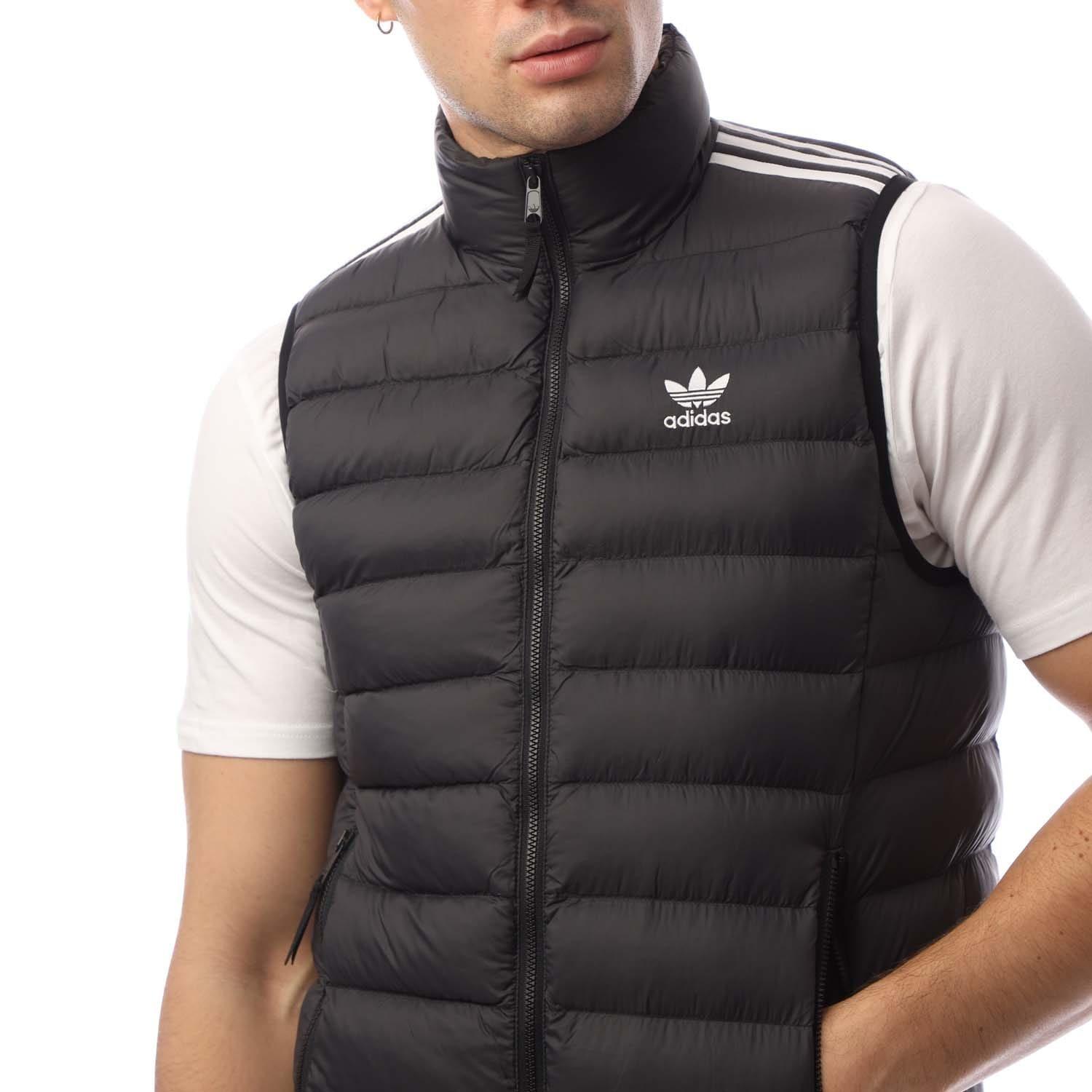Black - adidas Originals - Padded Stand-Up Collar Puffer Vest - 3