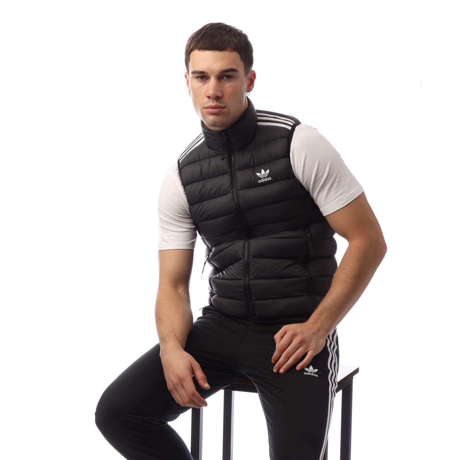 Black - adidas Originals - Padded Stand-Up Collar Puffer Vest - 4