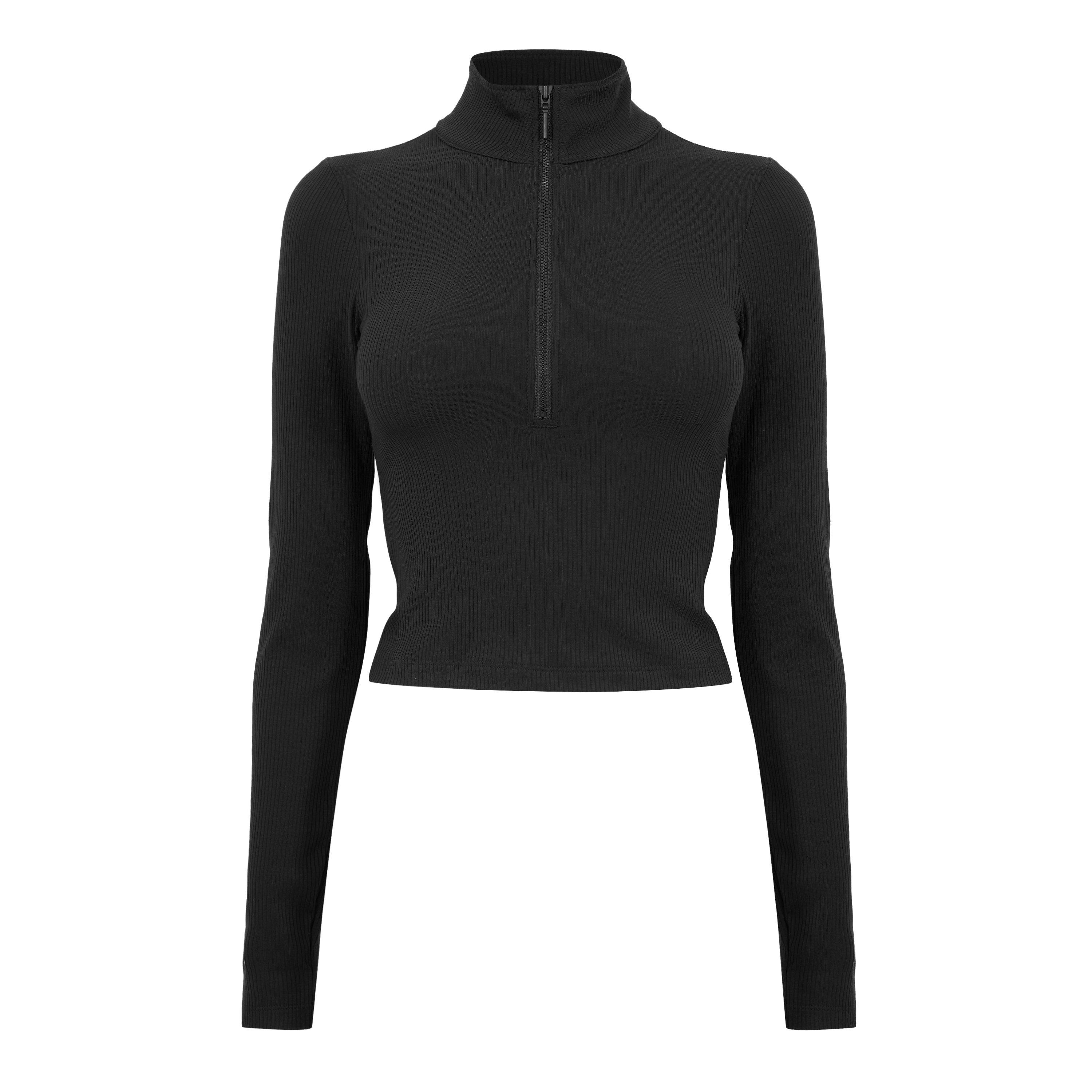 Nike Women's Quarter Zip Knitted Top - Black - Size 8 (XS)