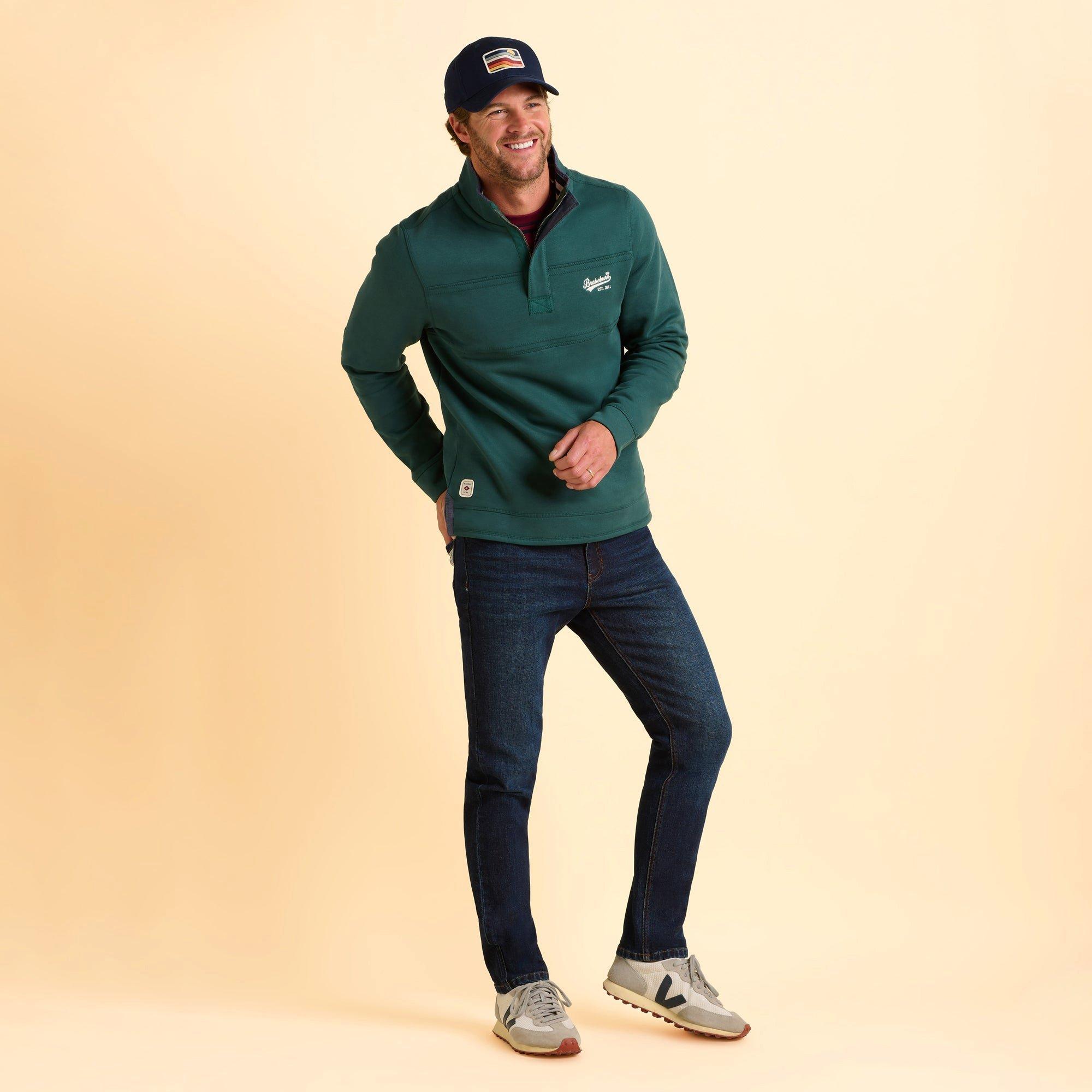 Green - Brakeburn - Southbourne Quarter Zip Sweatshirt - 3
