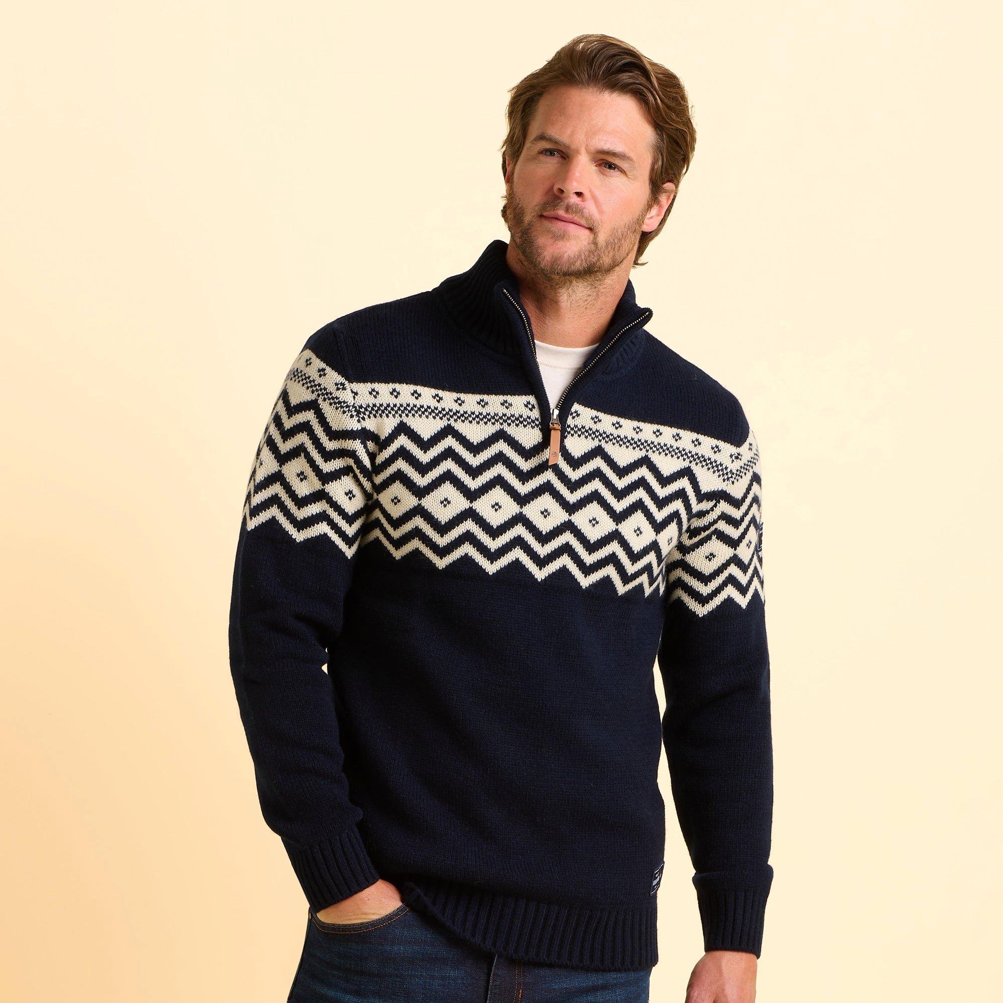 Multi - Brakeburn - Abberton Knit quarter Zip - 1