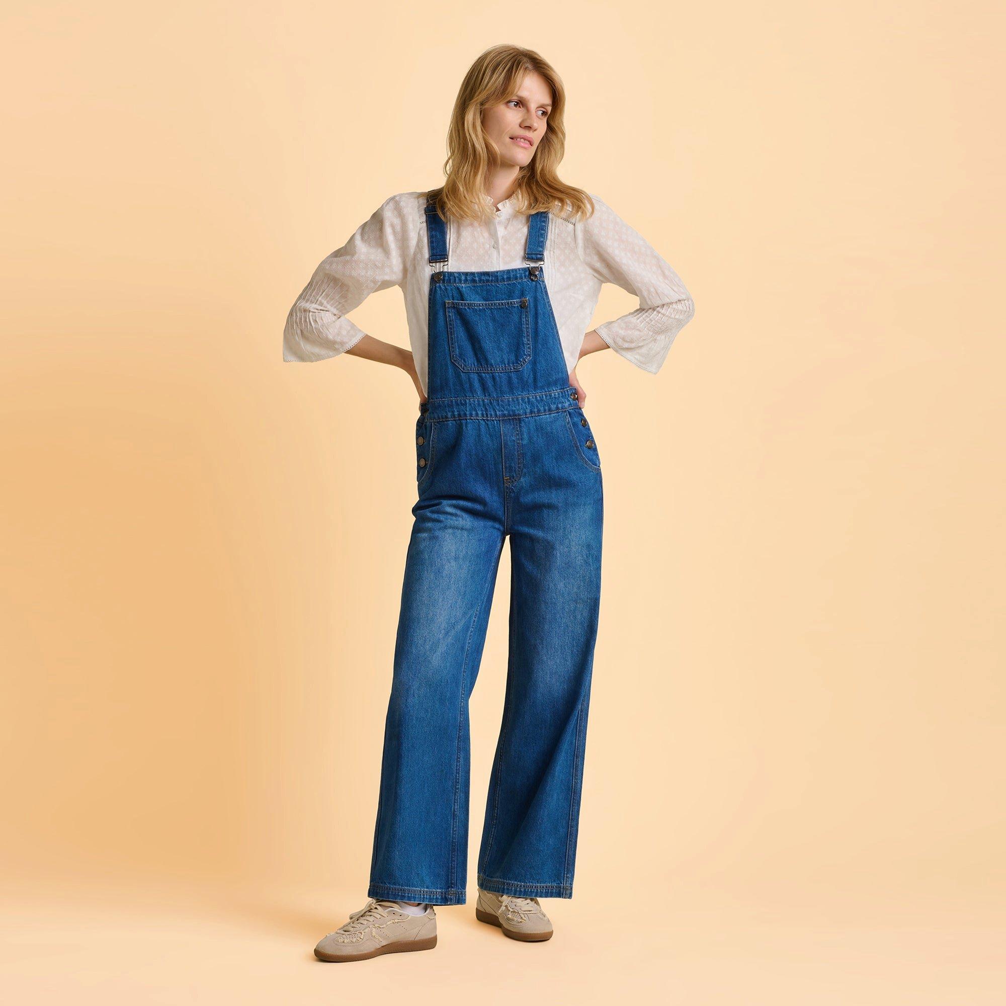 Navy - Brakeburn - Leia Denim Dungarees - 1