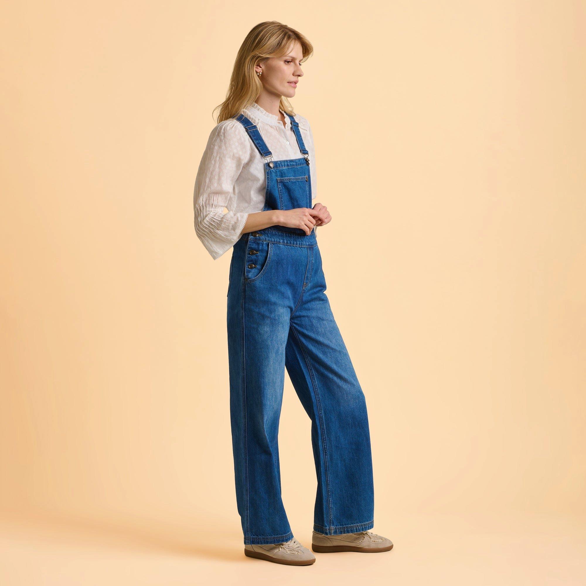 Navy - Brakeburn - Leia Denim Dungarees - 3