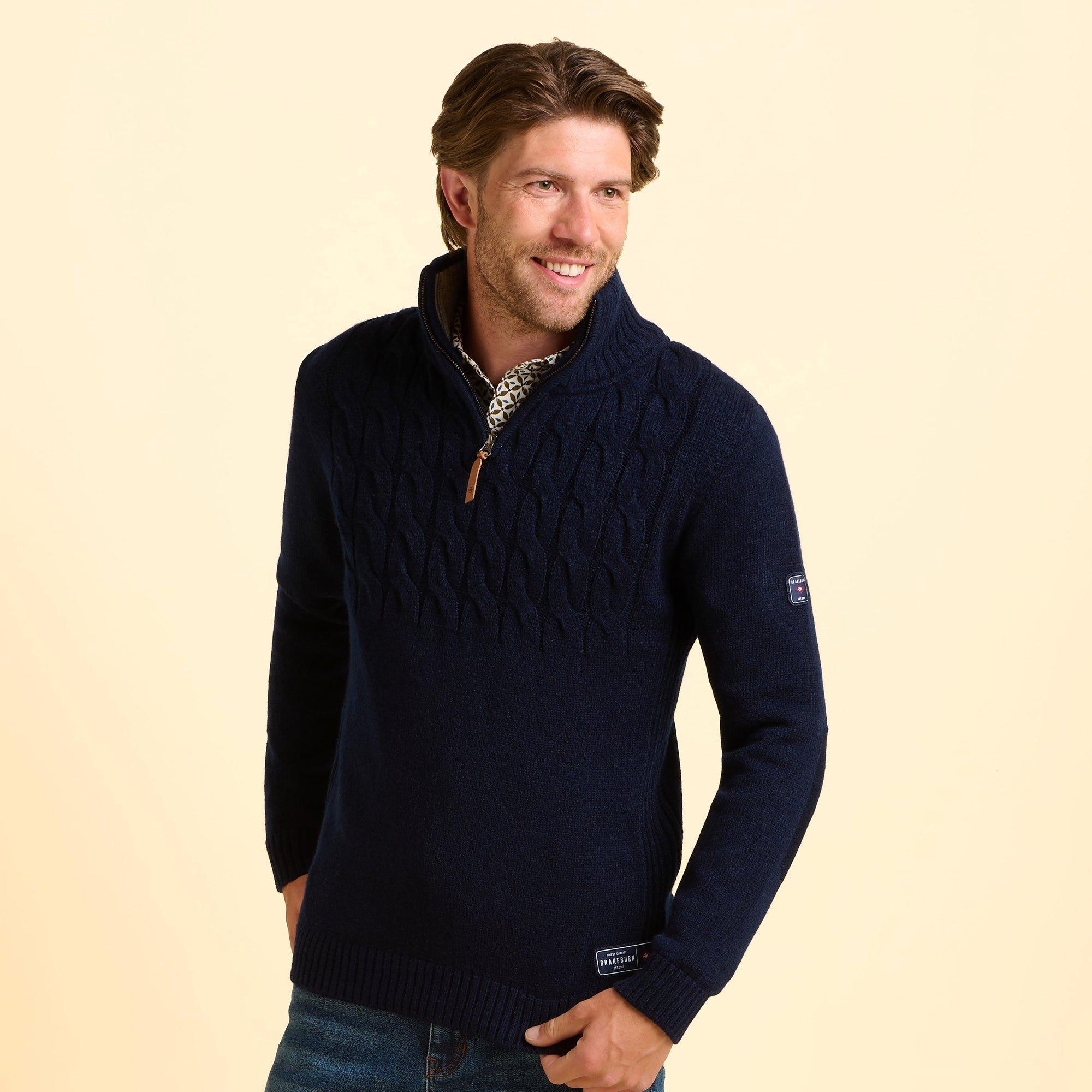 Navy - Brakeburn - Ainsworth Knit quarter Zip - 1