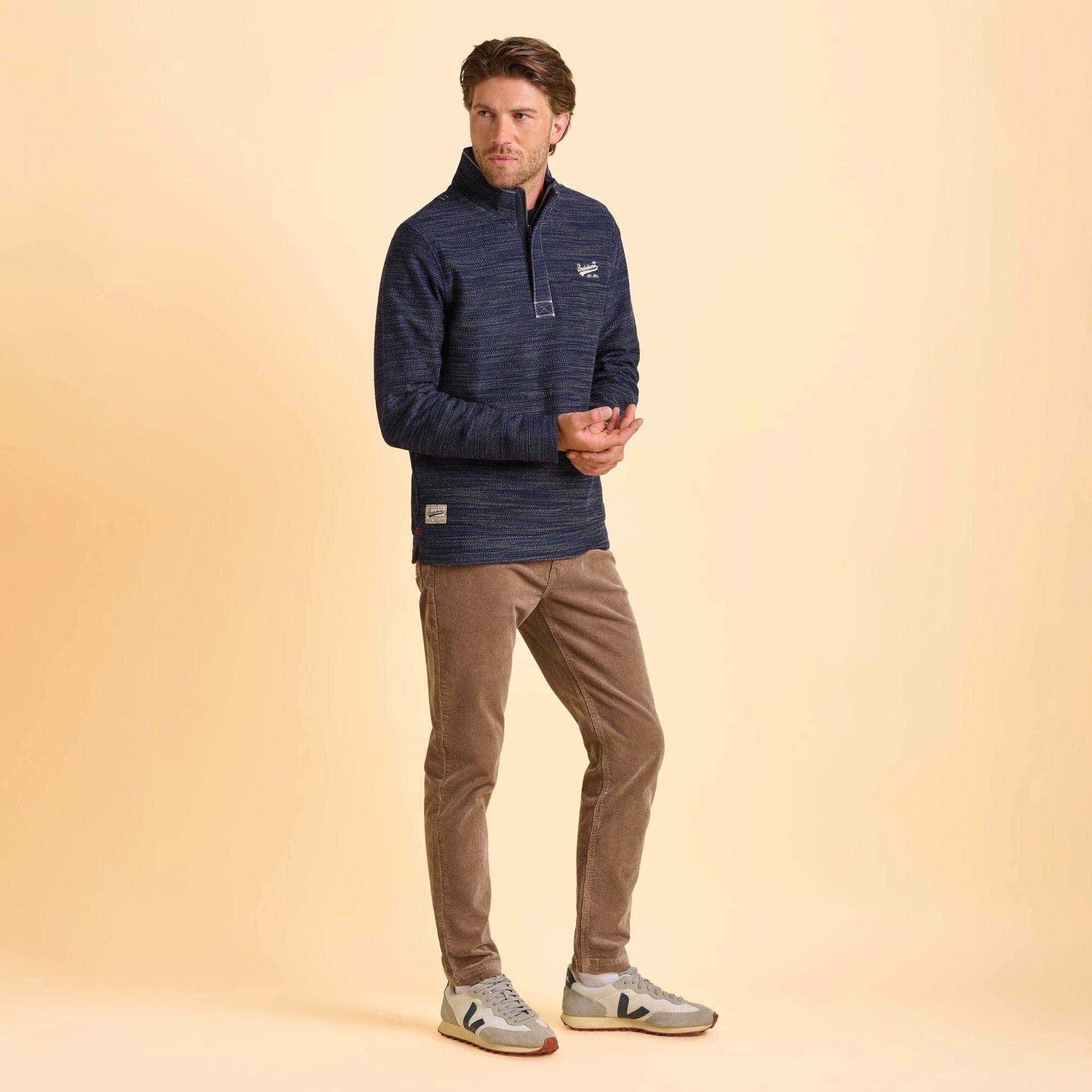 Navy - Brakeburn - Weymouth Quarter Zip Sweatshirt - 3