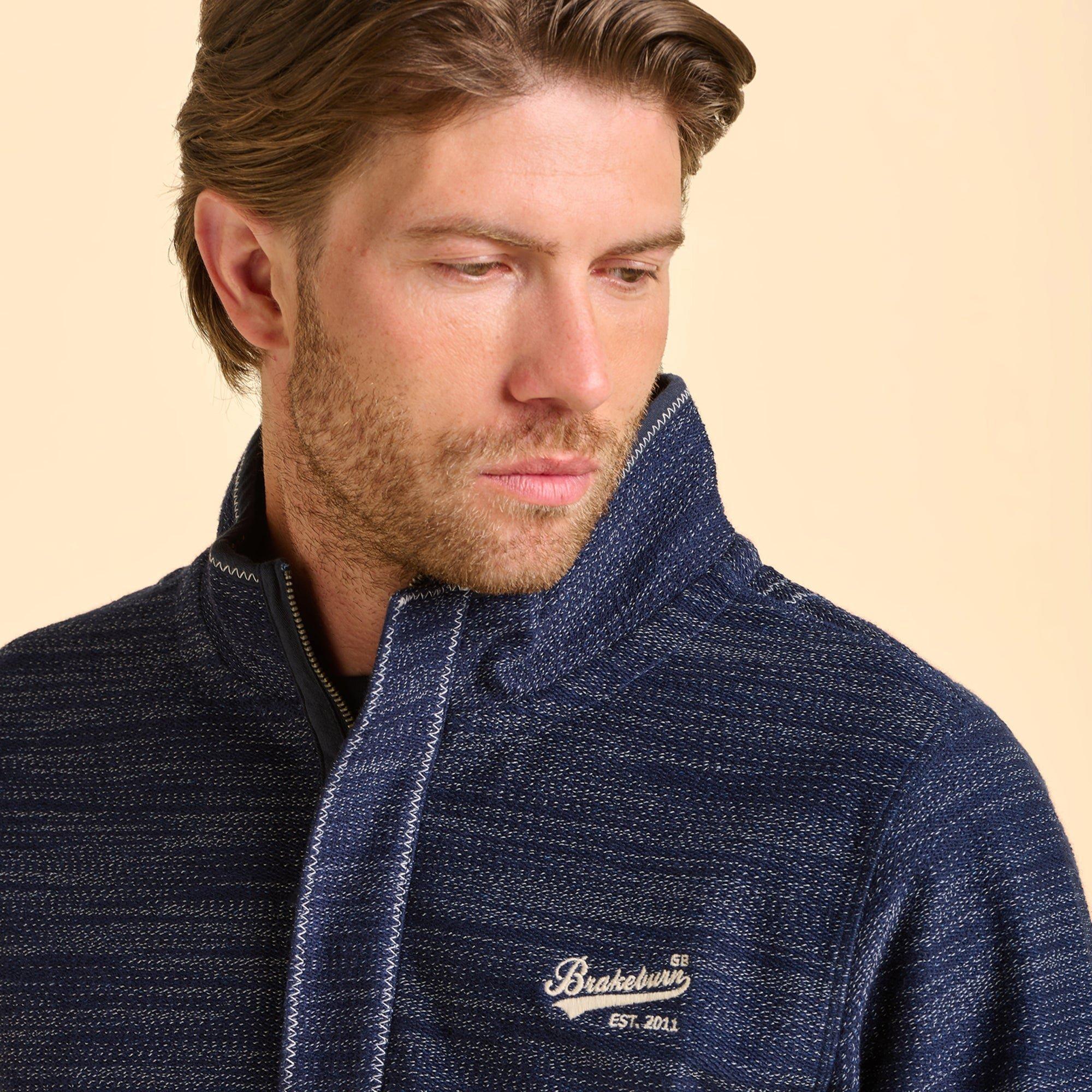 Navy - Brakeburn - Weymouth Quarter Zip Sweatshirt - 4