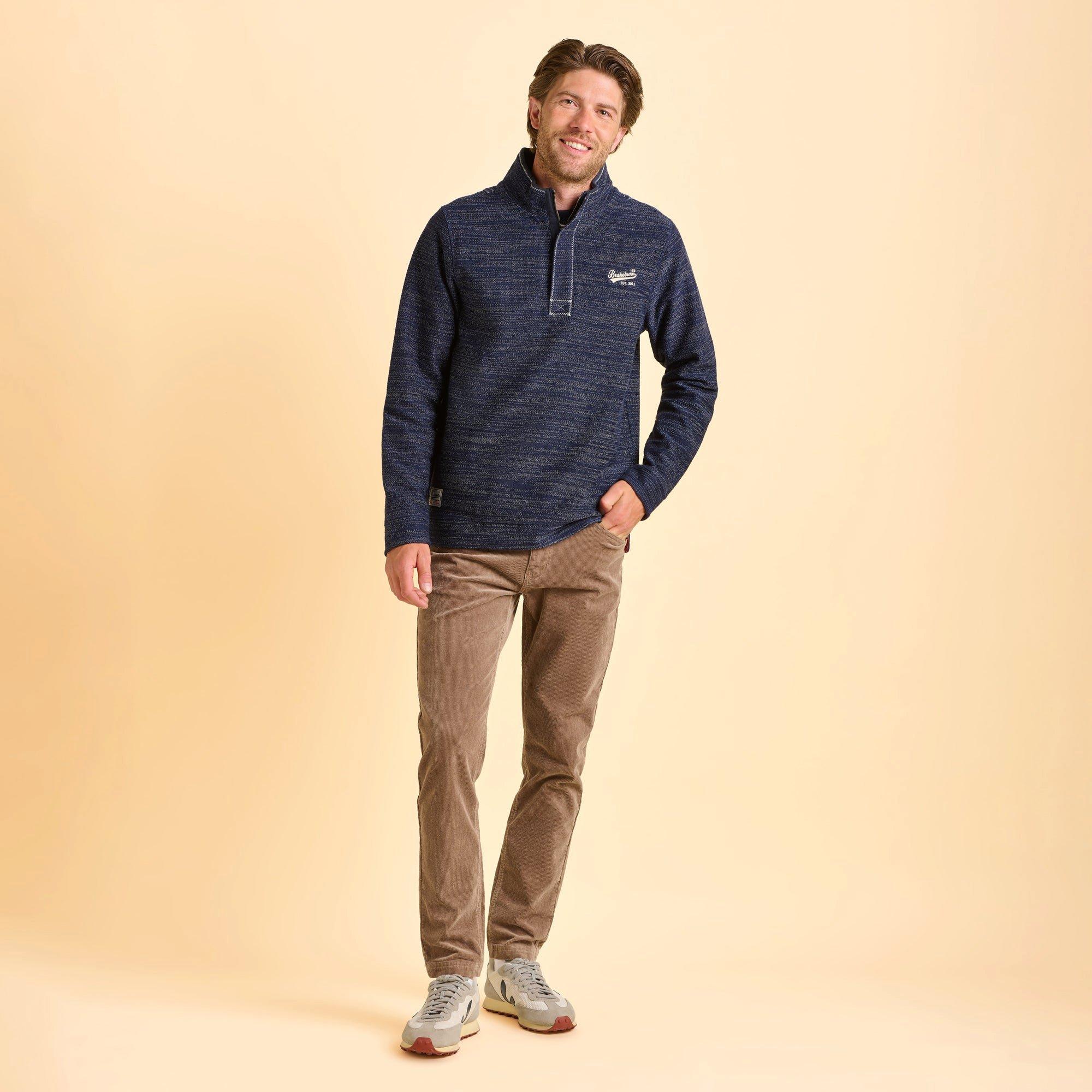 Navy - Brakeburn - Weymouth Quarter Zip Sweatshirt - 6